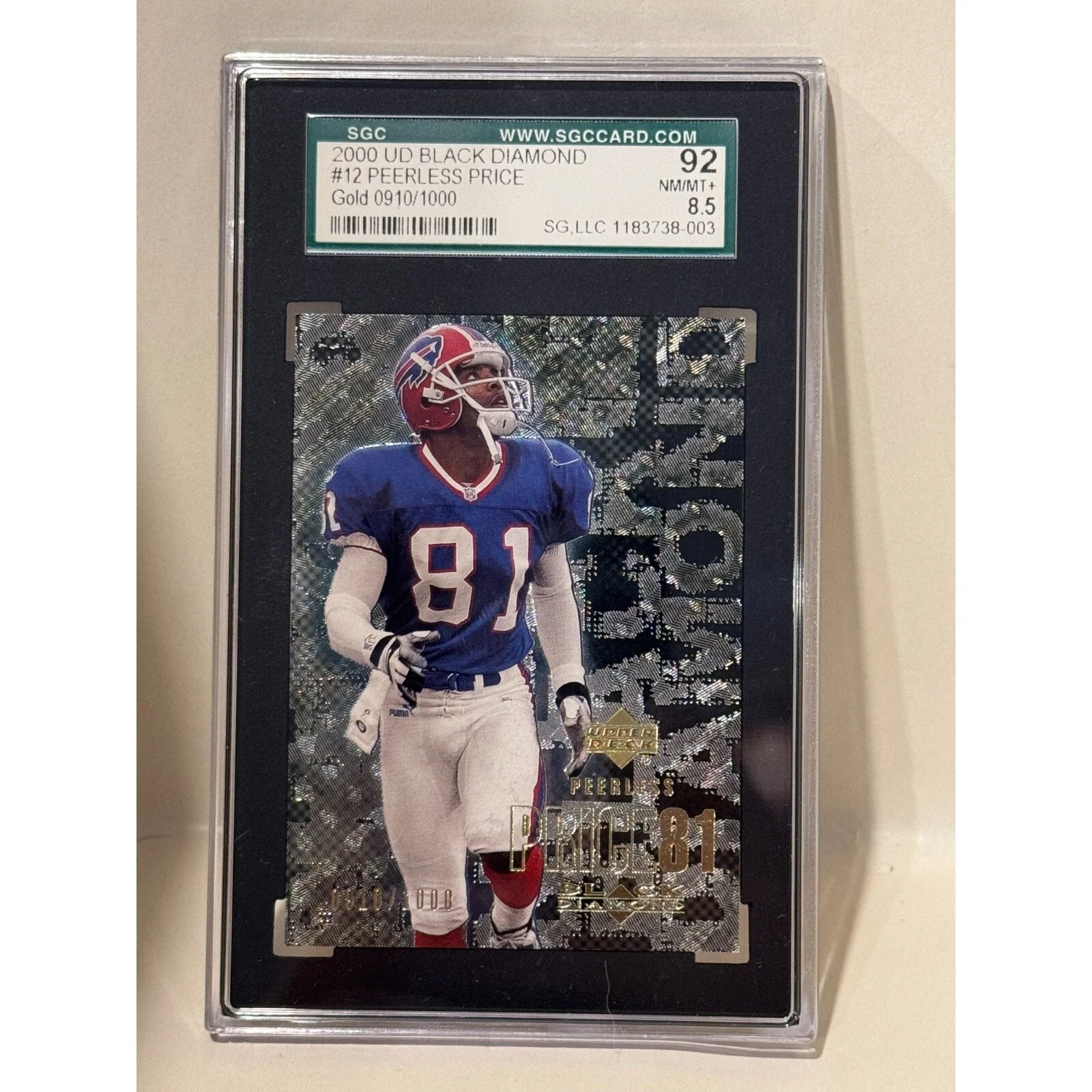 2000 Upper Deck Black Diamond #12 Peerless Price SGC 92 NM/MT+ Gold 910/1000