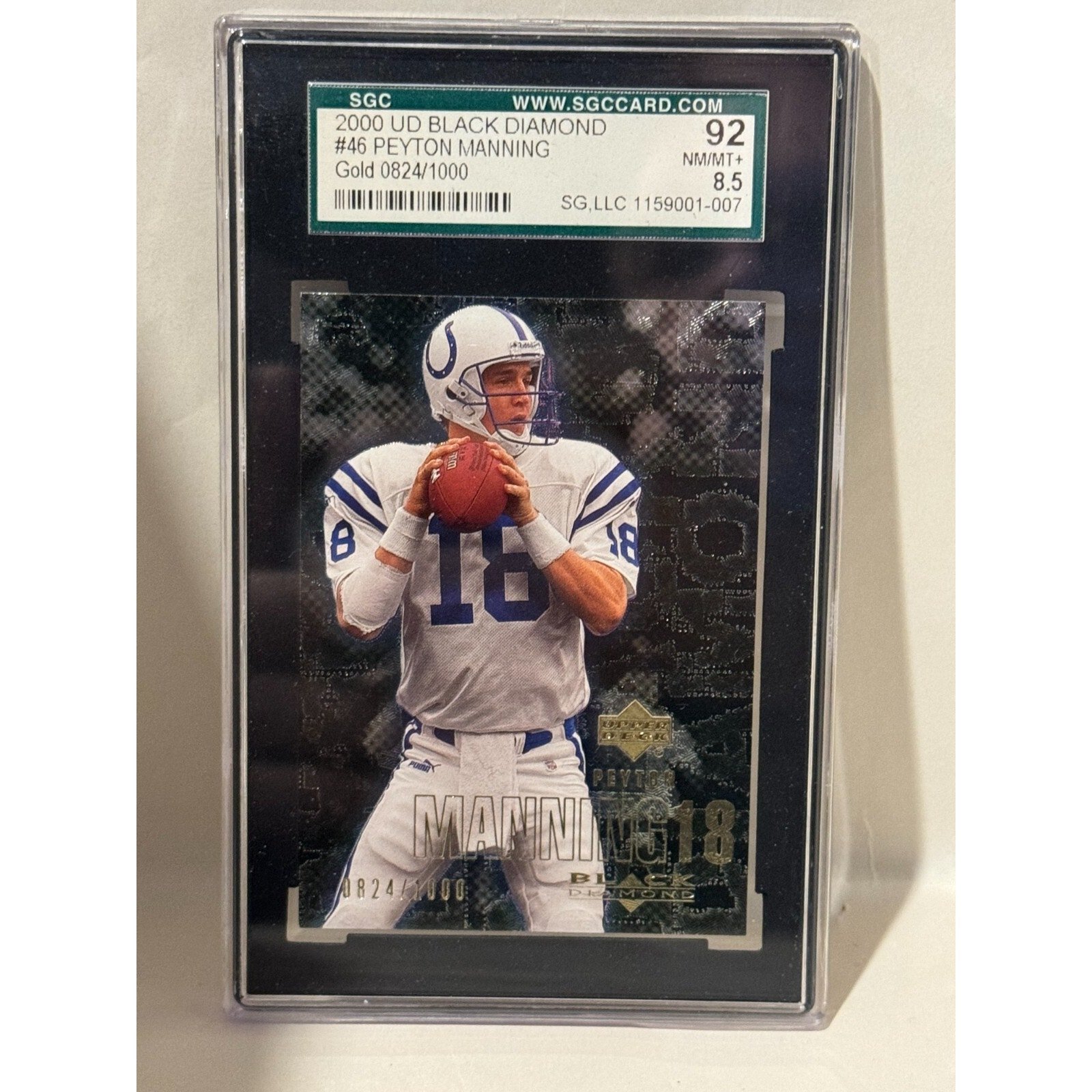 2000 Upper Deck Black Diamond #46 Peyton Manning SGC 92 NM/MT+ Gold 824/1000