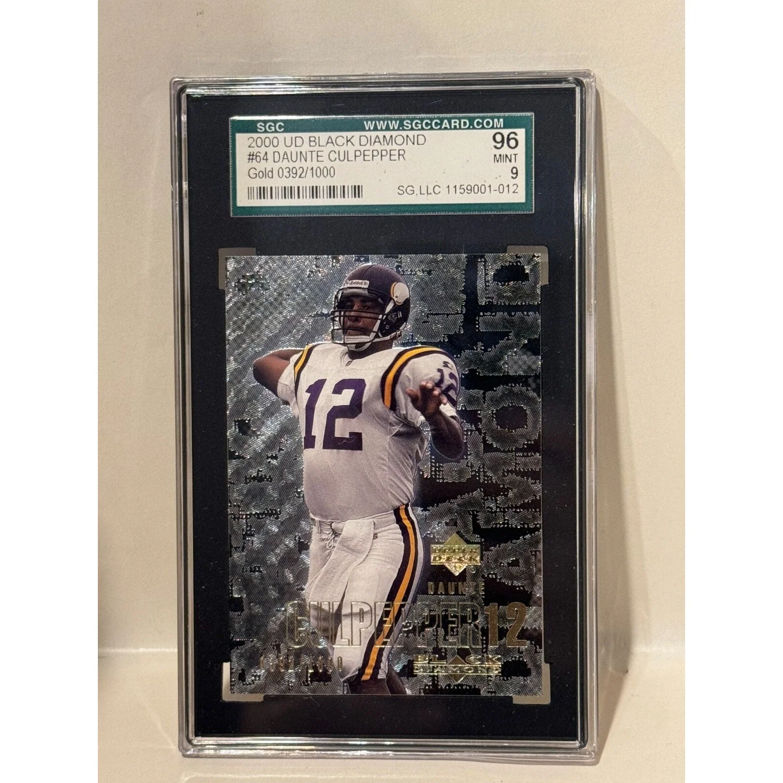 2000 Upper Deck Black Diamond #64 Daunte Culpepper SGC 96 MINT Gold 392/1000