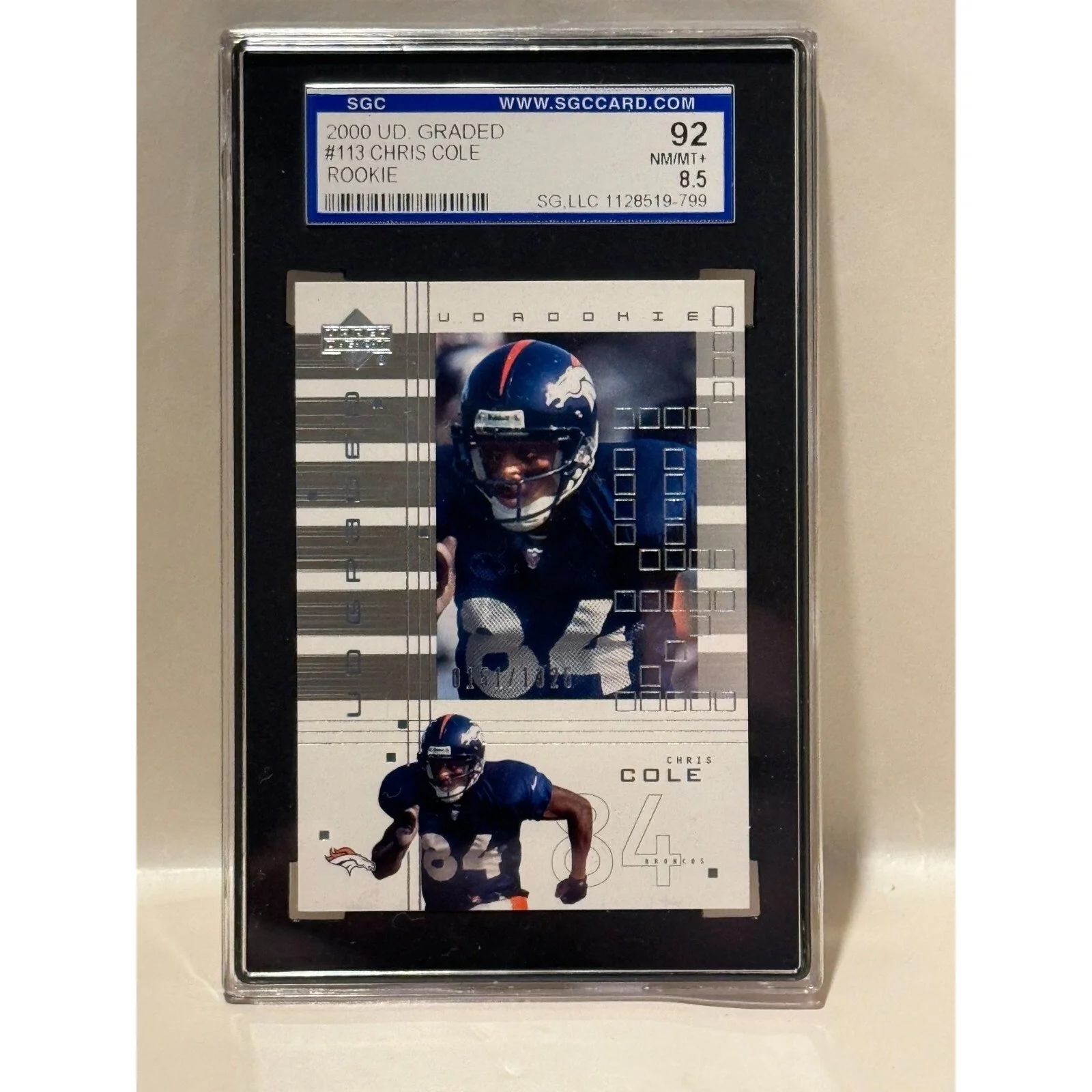 2000 Upper Deck Graded Chris Cole Rookie #113 SGC 92 NM/NM+ 0151/1325