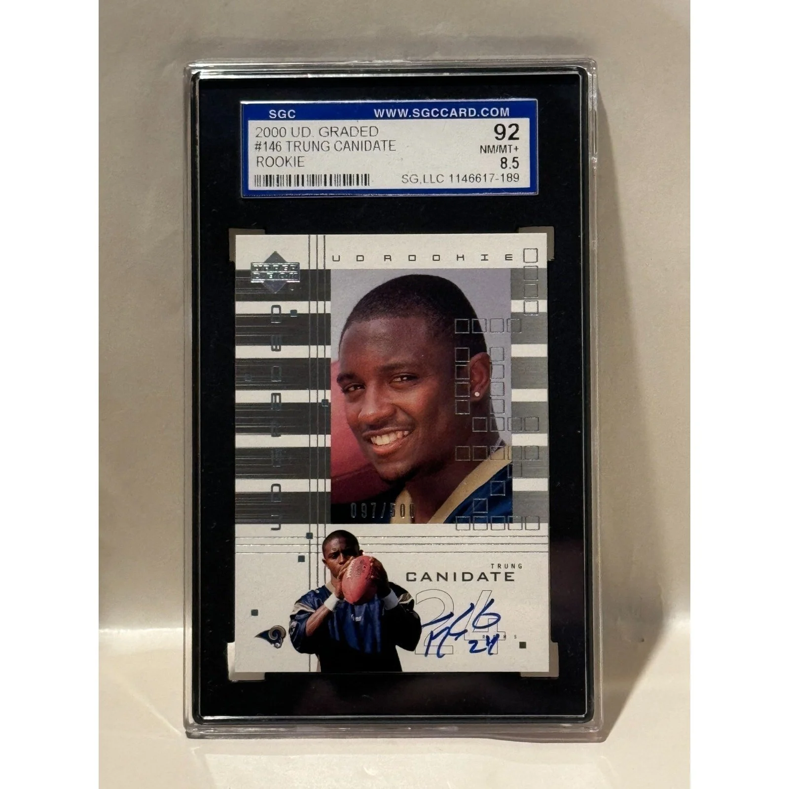 2000 Upper Deck Graded Trung Canidate Rookie SGC 92 NM/NM+ Autographed!