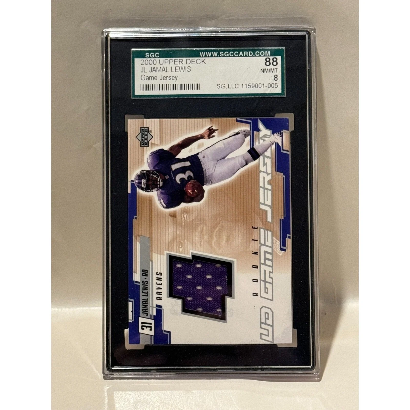 2000 Upper Deck Jamal Lewis Rookie Card #JL Game Jersey SGC NM/MT