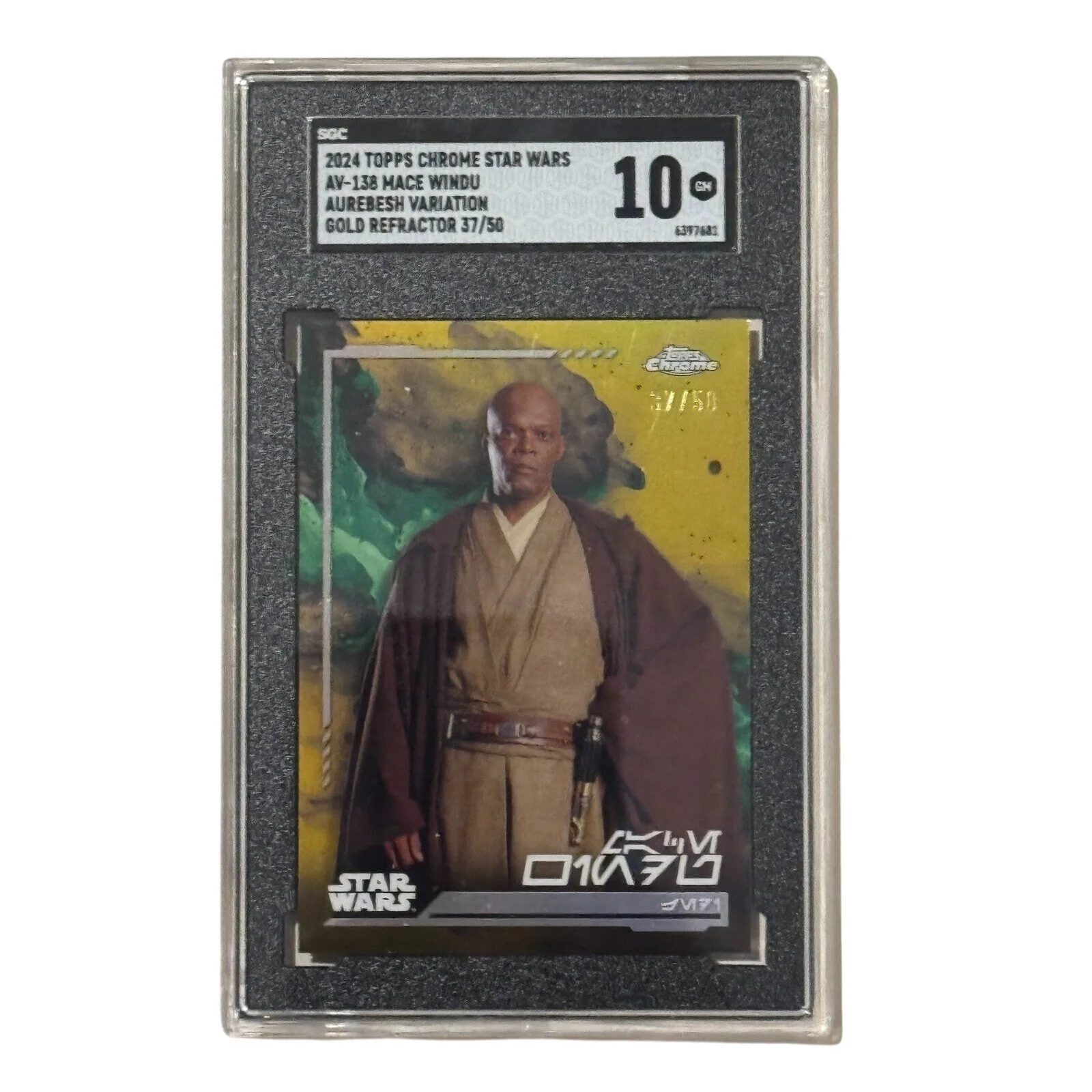 2024 Topps Chrome Star Wars #AV-138 Mace Windu Gold 37/50 Aurebush Gem 10