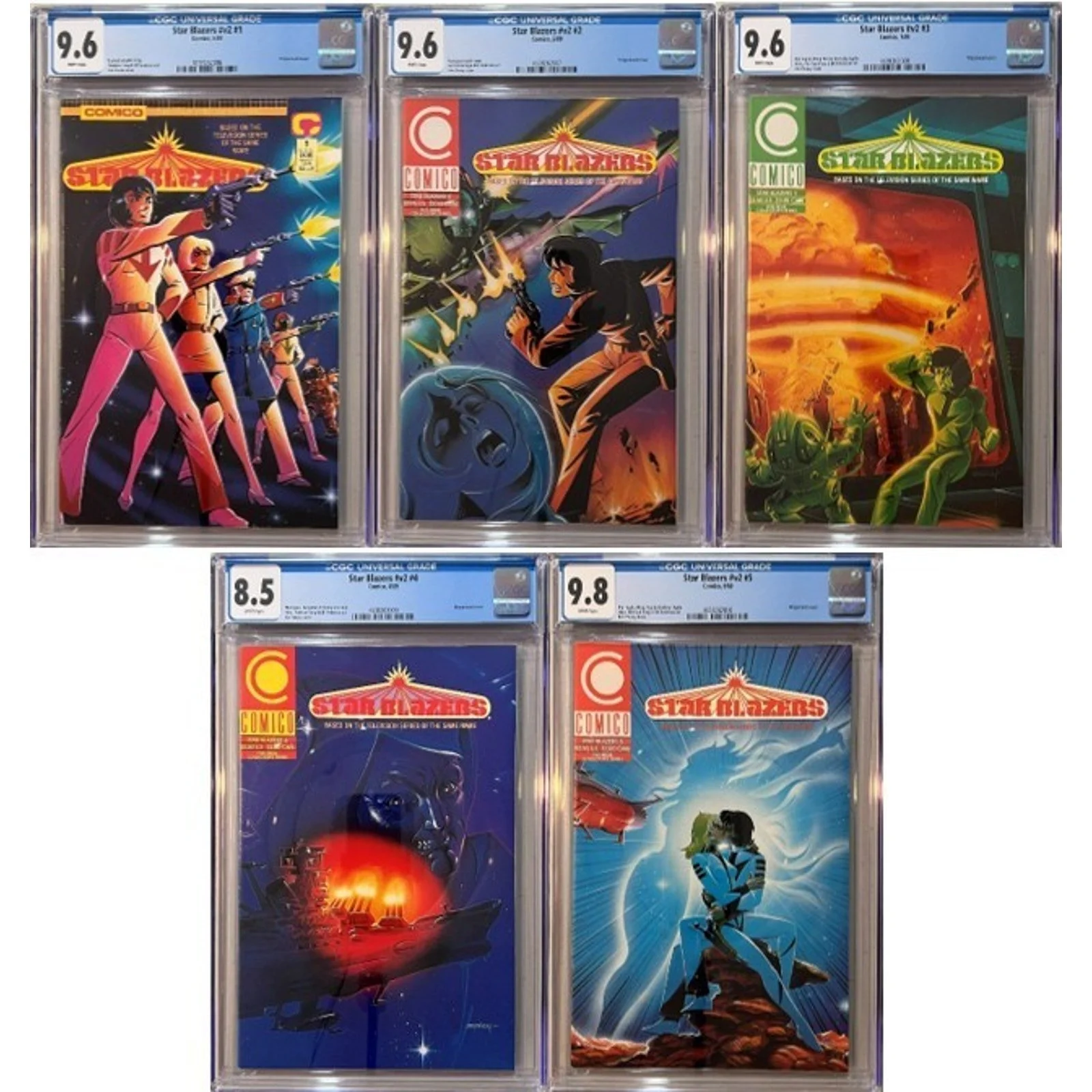 Comico Star Blazers v2 #1-5 CGC 8.5 - 9.8 (1989) Complete 5 Issue Set!
