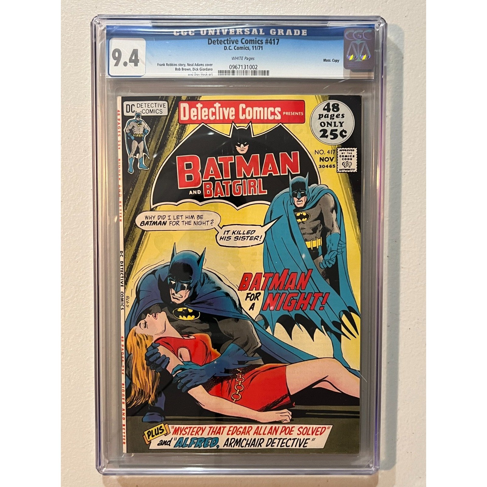D.C. Comics Detective Comics #417 CGC 9.4 (1971) Pedigree Mass Copy