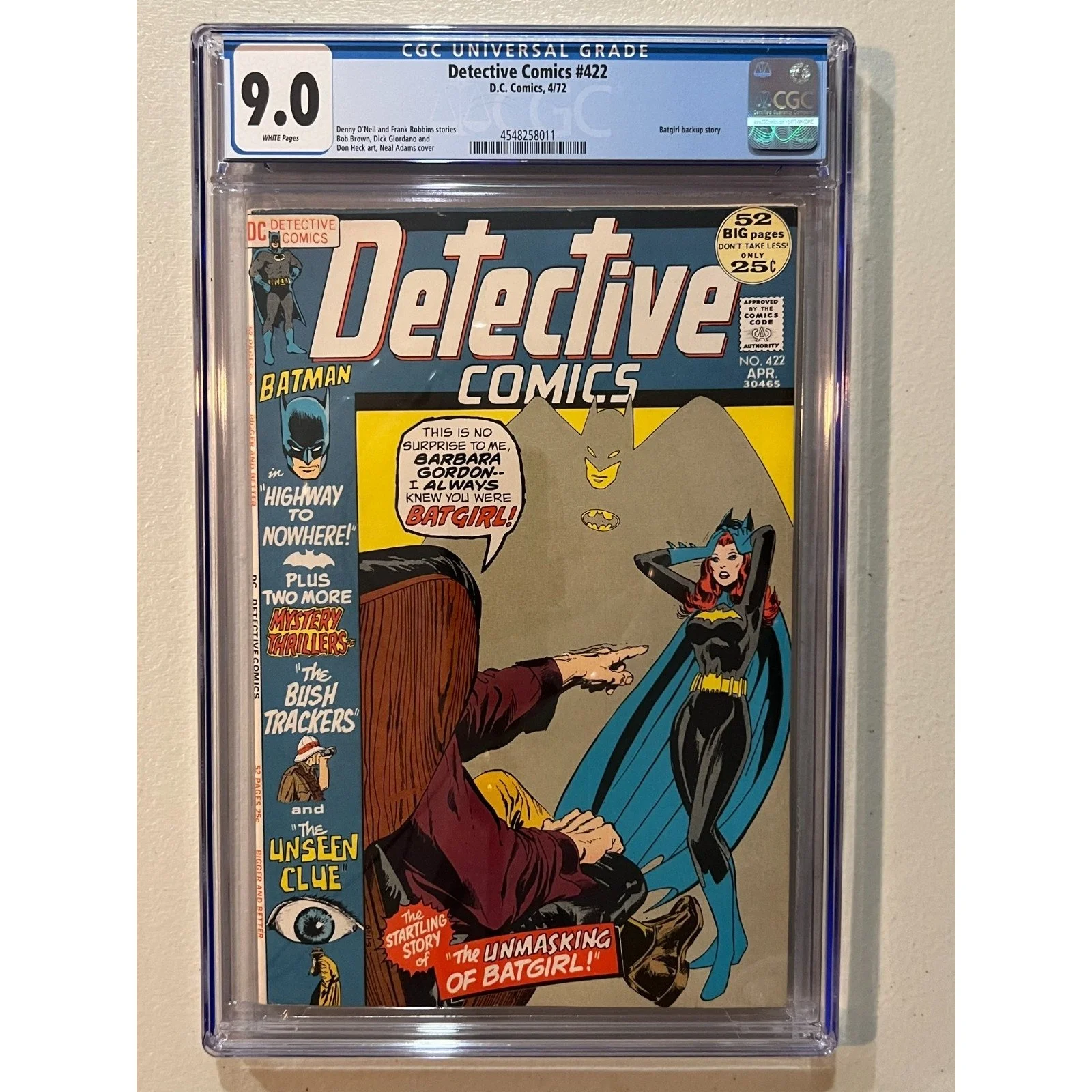 D.C. Comics Detective Comics #422 CGC 9.2 (1972) Batgirl Backup Story!
