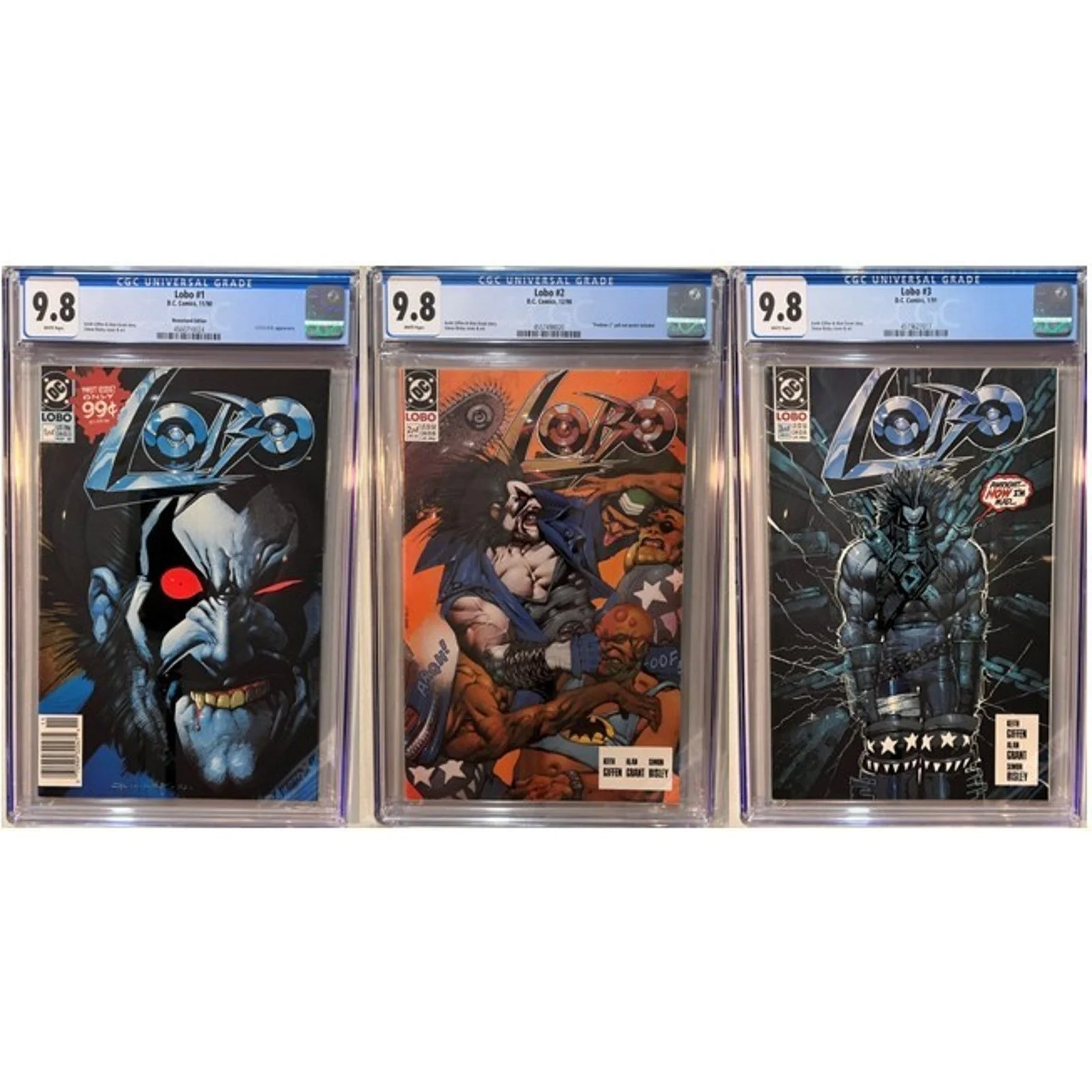 D.C. Comics Lobo 1-3 Mini Series #1-3 CGC 9.8 (90/91) NEWSSTAND!