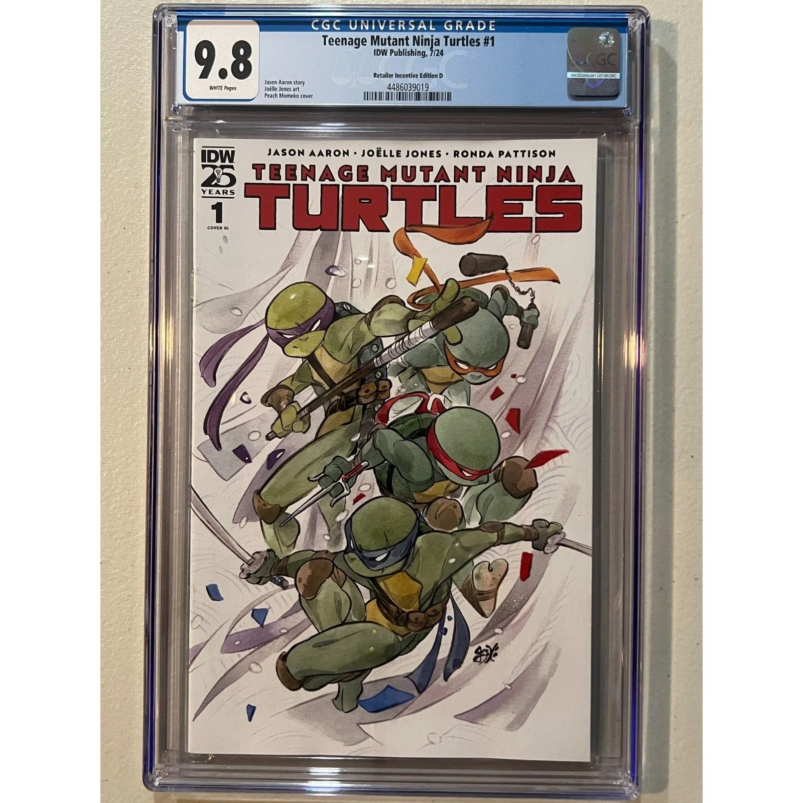 IDW Teenage Mutant Ninja Turtles #1 CGC 9.8 (2024) 1:100 Peach Momoko