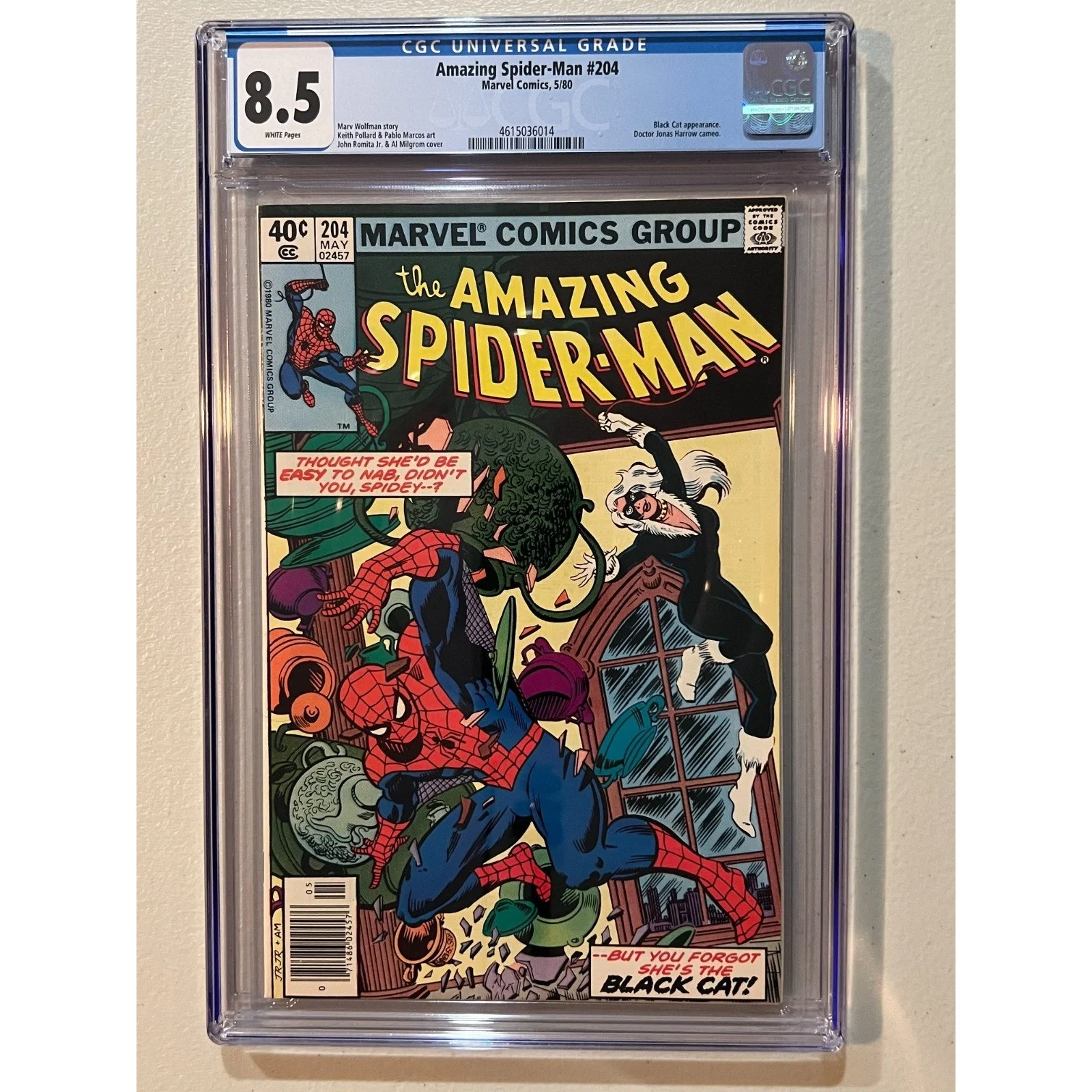 Marvel Comics Amazing Spider-Man #204 CGC 8.5 (1980) Black Cat Appearance!