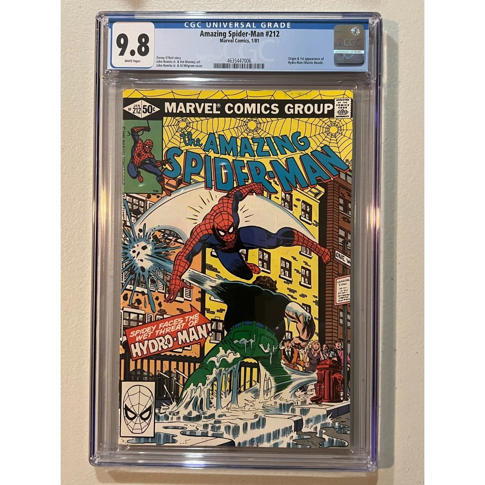 Marvel Comics Amazing Spider-Man #212 CGC 9.8 (1981) 1st Hydro-Man!