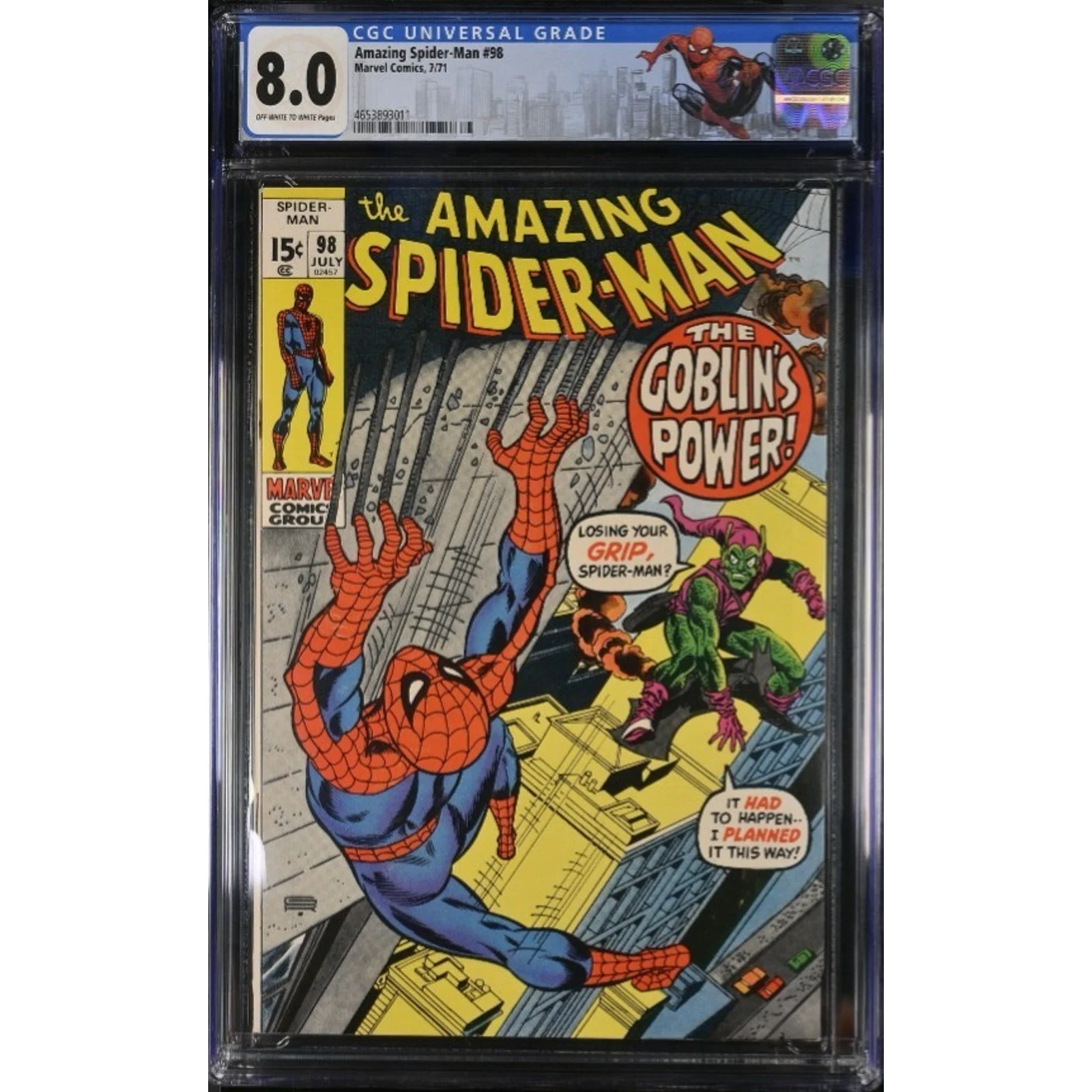 Marvel Comics Amazing Spider-Man #98 CGC 8.0 (1971) No CCA Drug Issue