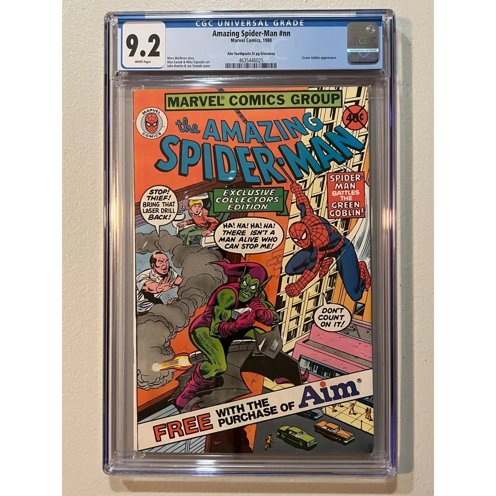 Marvel Comics Amazing Spider-Man #nn CGC 9.2 (1980) Aim Toothpaste Giveaway
