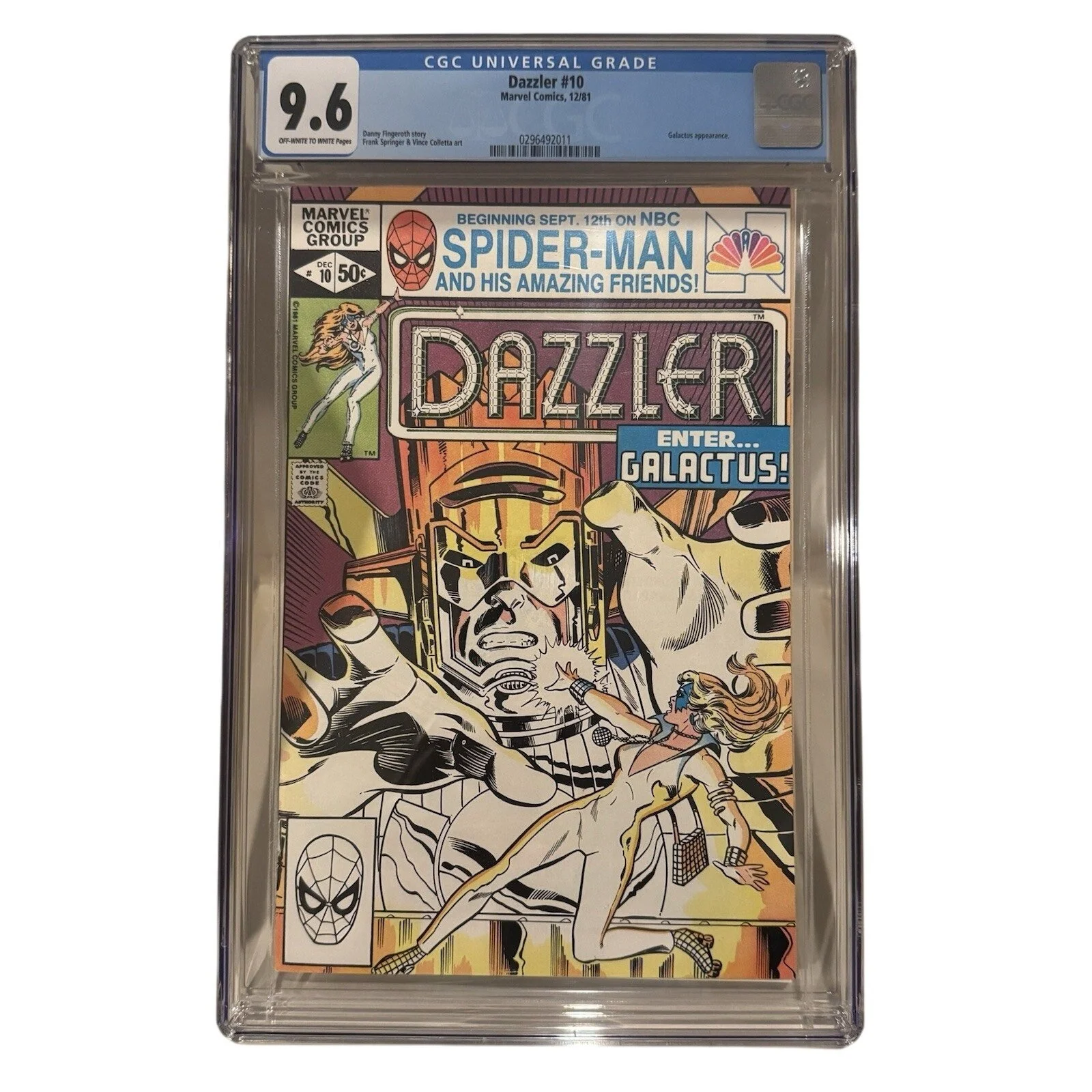 Marvel Comics Dazzler #10 CGC 9.6 (1981) Galactus! Will it be Taylor or Sabrina?