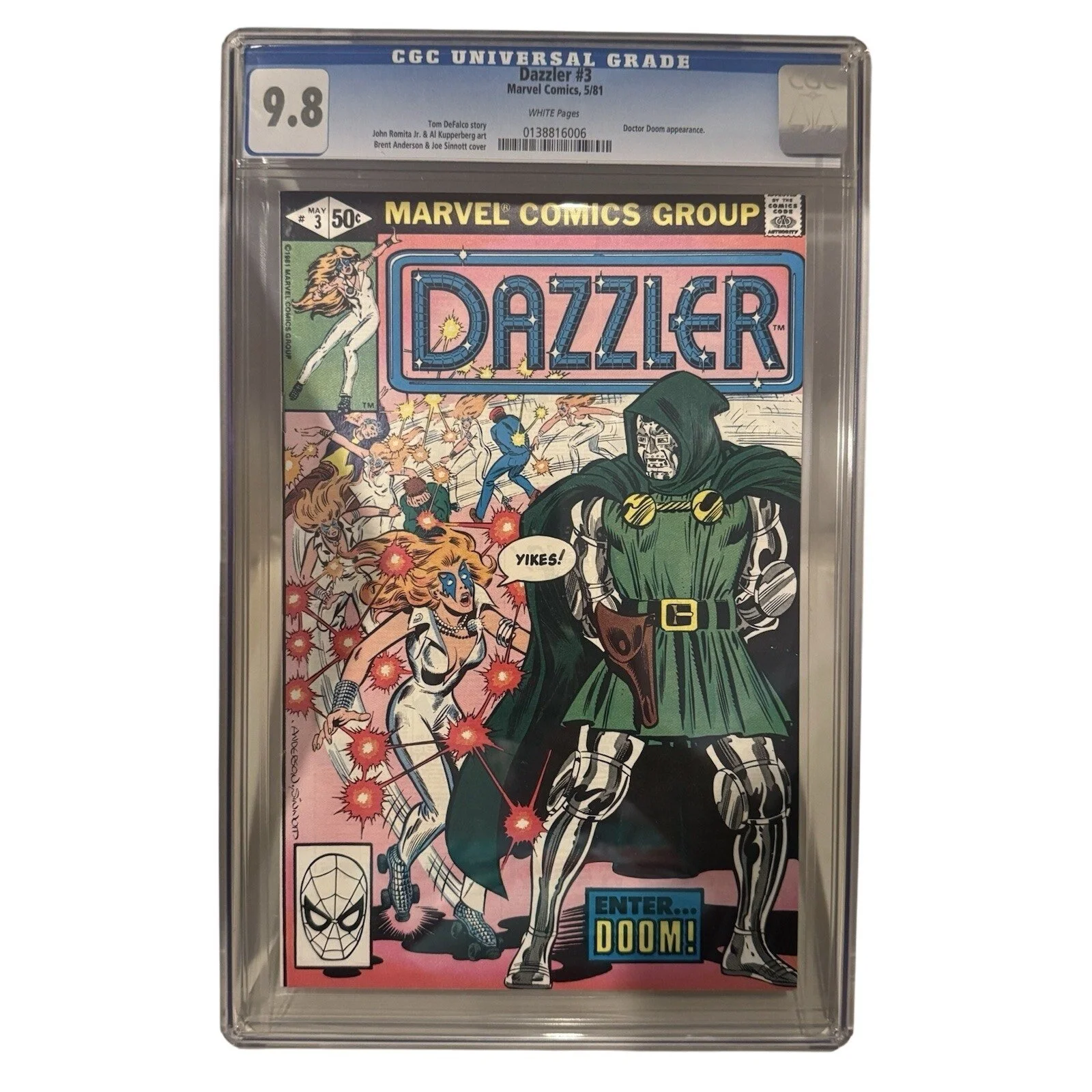 Marvel Comics Dazzler #3 CGC 9.8 (1981) Dr. Doom! Will it be Taylor or Sabrina?