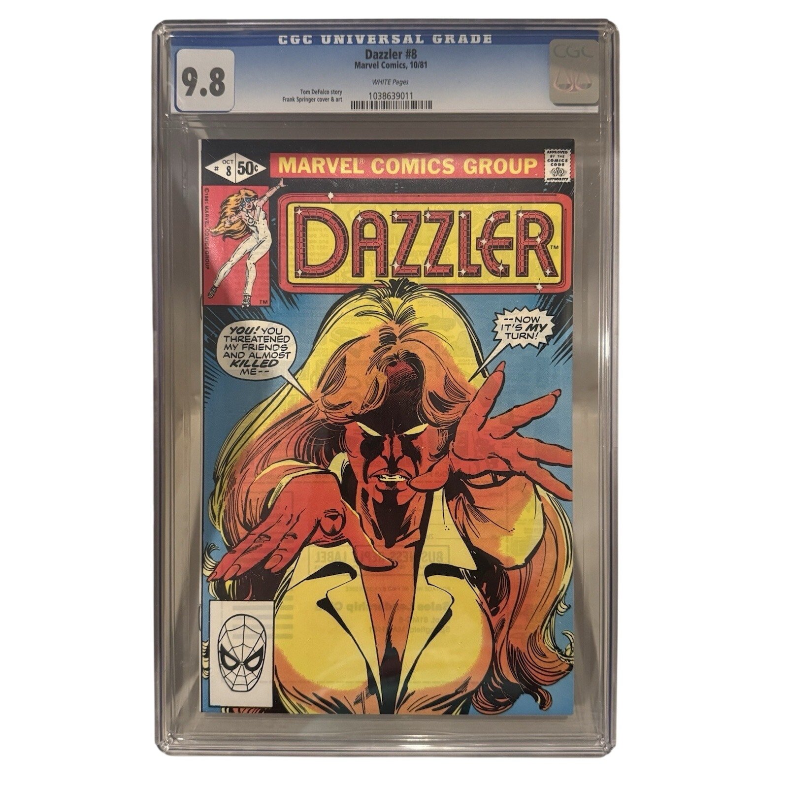 Marvel Comics Dazzler #8 CGC 9.8 (1981) Will it be Taylor or Sabrina??