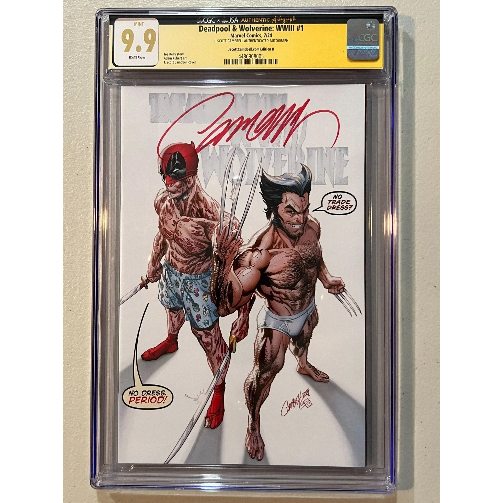 Marvel Comics Deadpool & Wolverine WWIII #1 CGC 9.9 JS Campbell 'Virgin' Variant