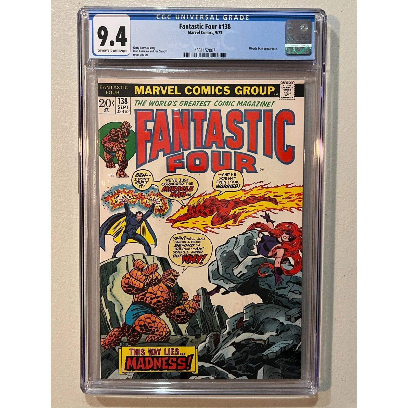 Marvel Comics Fantastic Four #138 CGC 9.4 (1973)
