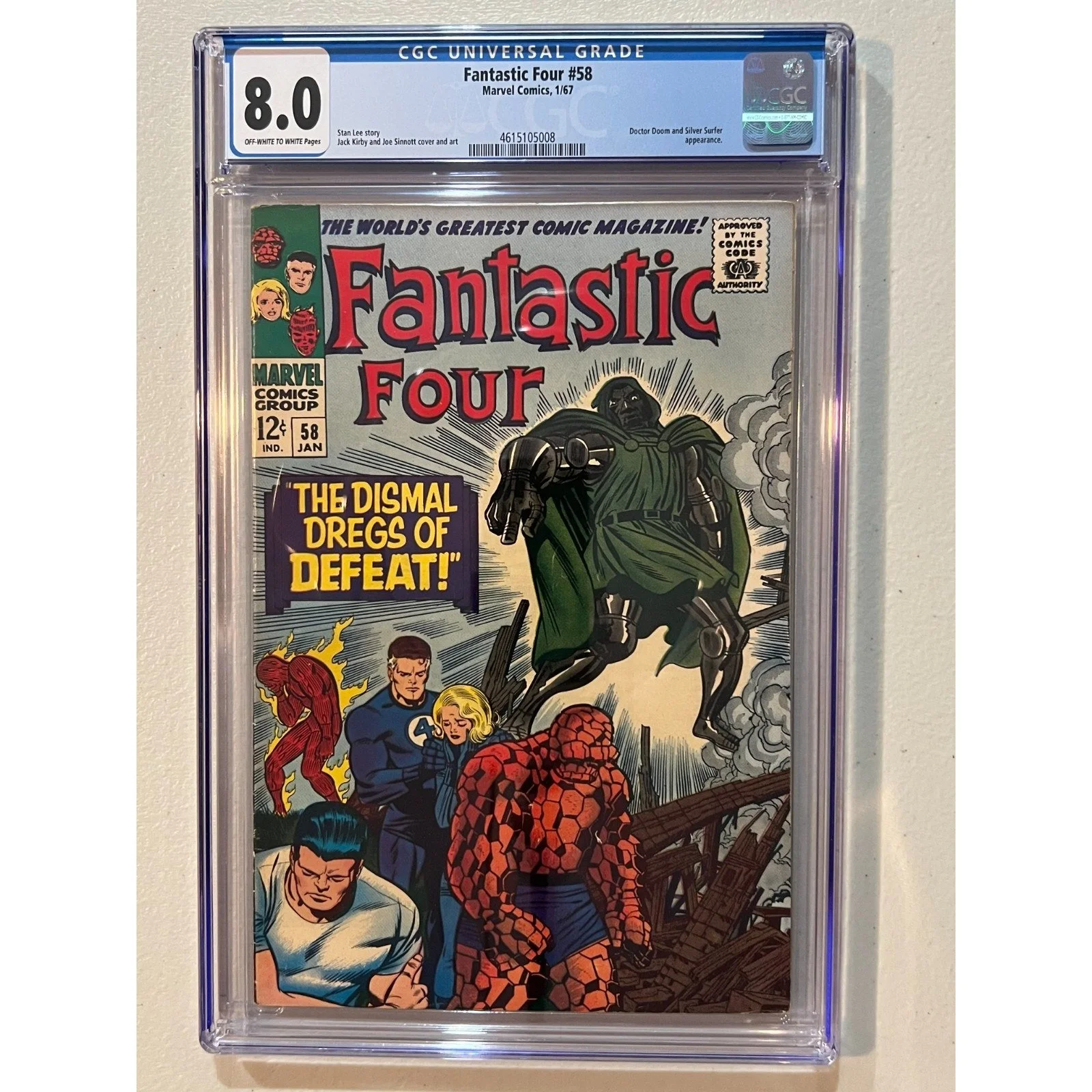 Marvel Comics Fantastic Four #58 CGC 8.0 (1967) Dr. Doom & Silver Surfer!