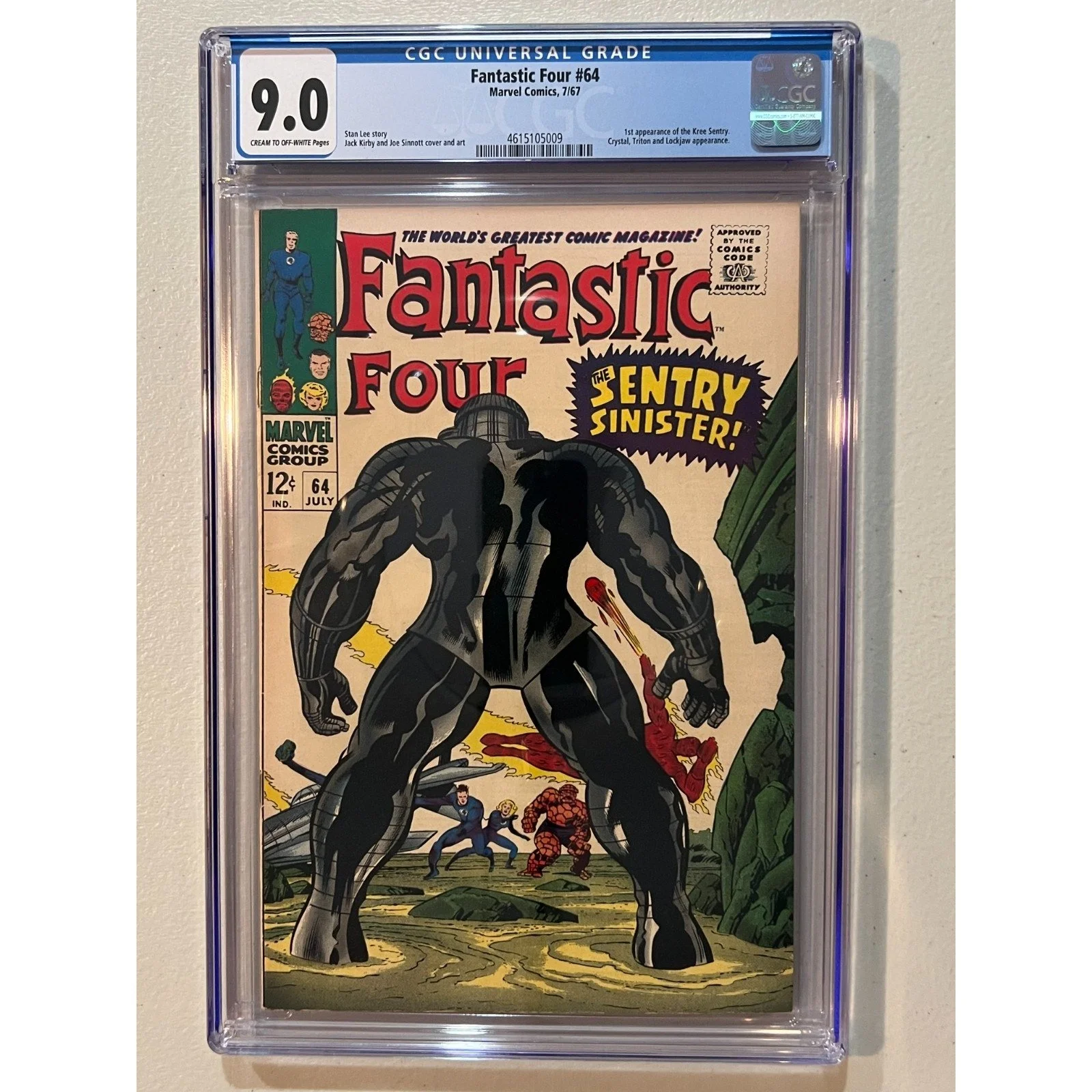 Marvel Comics Fantastic Four #64 CGC 9.0 (1967) 1st appearance of Kree Sentry!