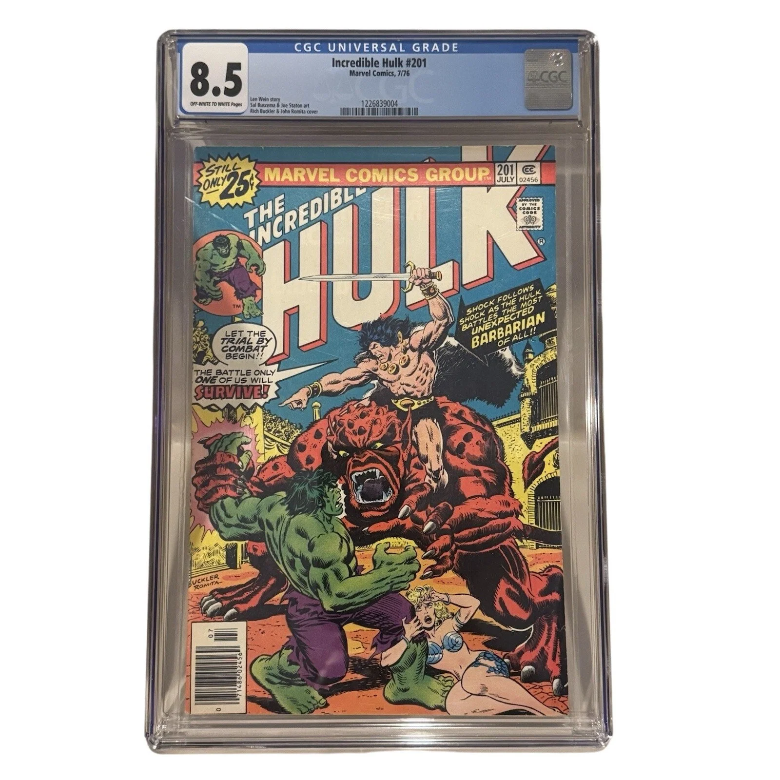 Marvel Comics Incredible Hulk #201 CGC 8.5 (1976) NOT CONAN on cover!