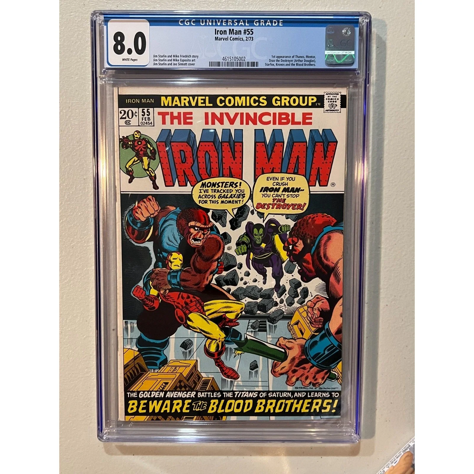 Marvel Comics Iron Man #55 CGC 8.0 (1973) 1st Appearance Thanos, Drax & more!