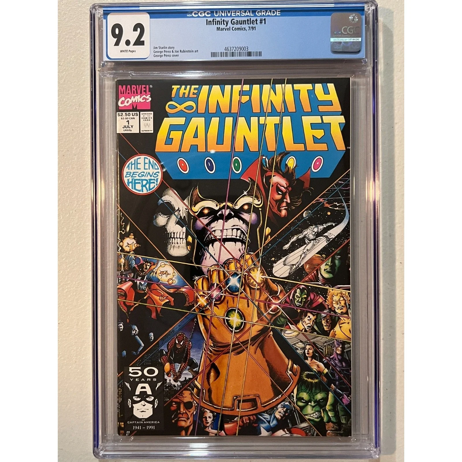 Marvel Comics The Infinity Gauntlet #1 CGC 9.2 (1991)