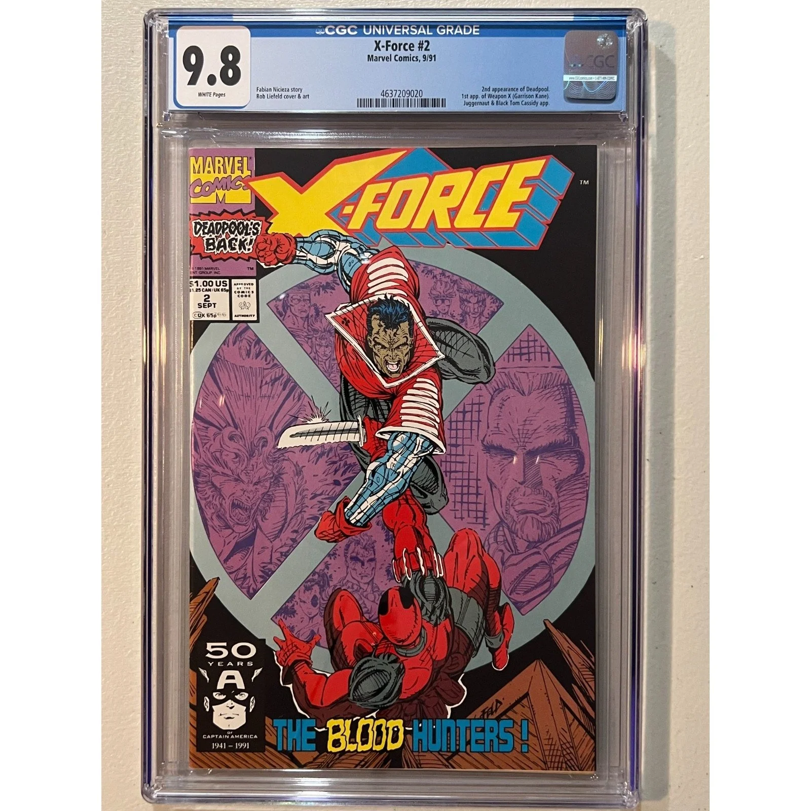 Marvel Comics X-Force #2 CGC 9.8 (1991) 2nd Deadpool!!