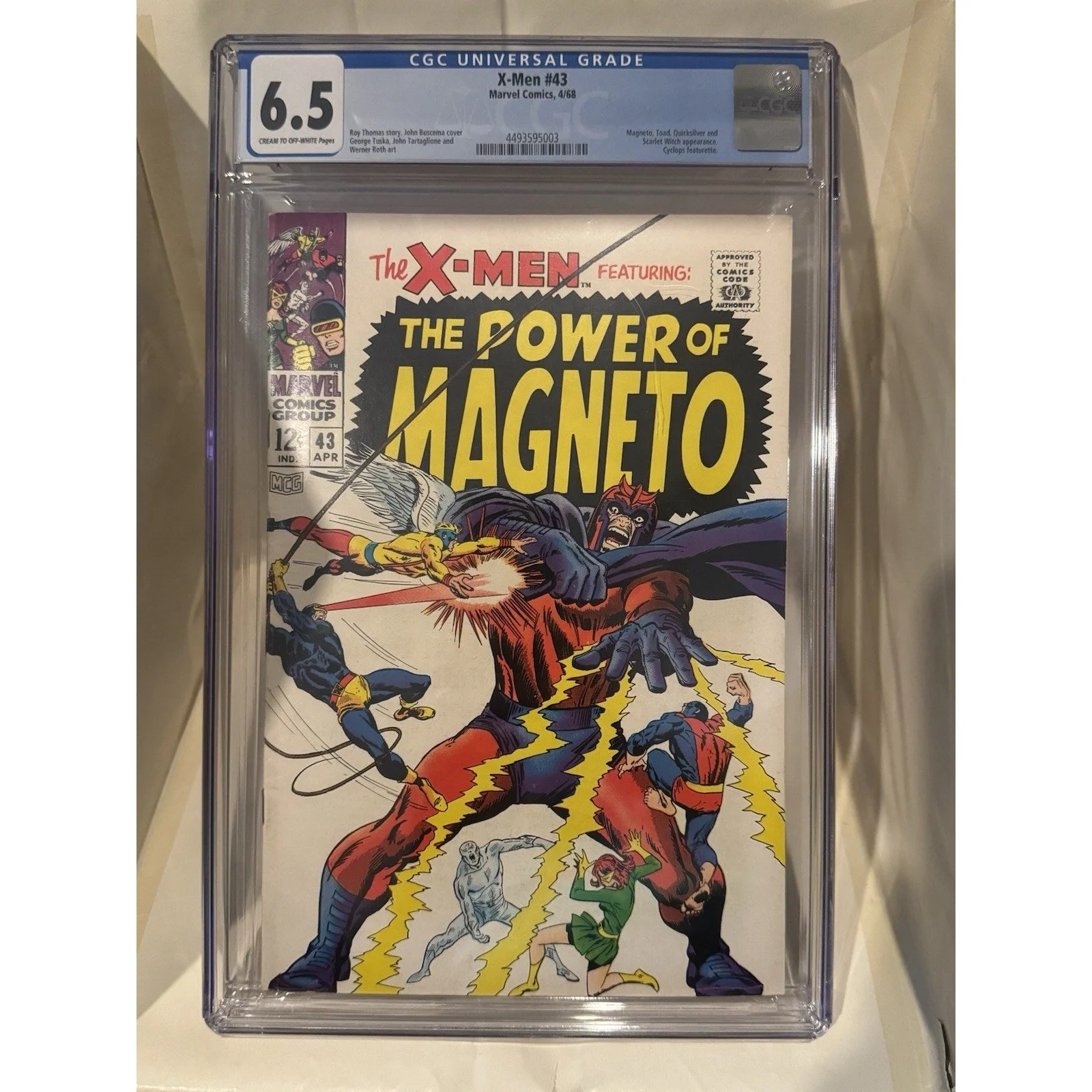 Marvel Comics X-Men #43 CGC 6.5 (1968) Magneto! Toad! Quicksilver! Scarlet Witch