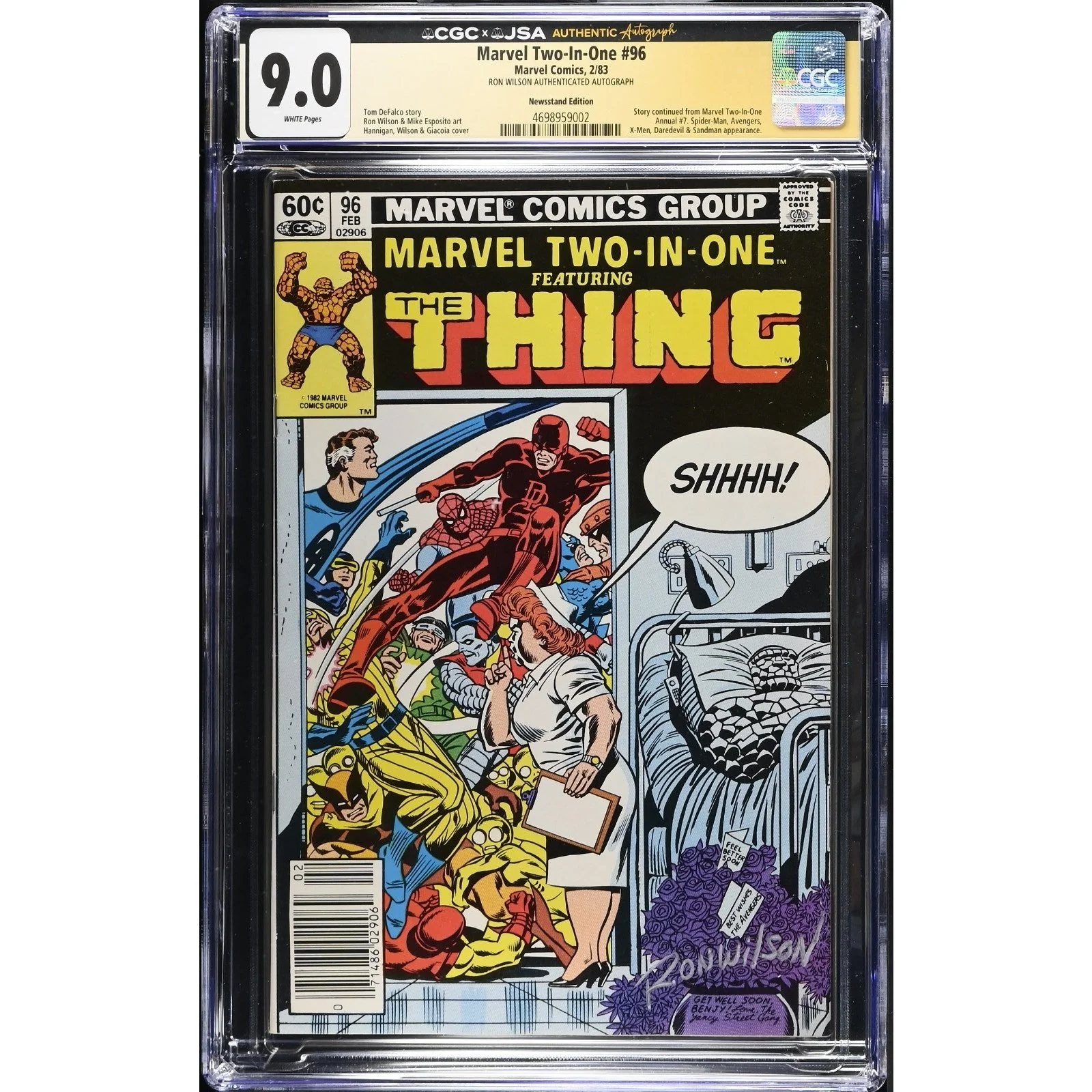 Marvel Comics Marvel Two-In-One #96 CGC 9.0 (1983) Newsy! Ron Wilson Signed!