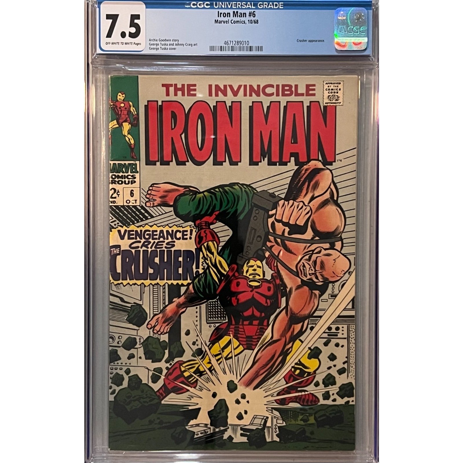Marvel Comics Iron Man #6 CGC 7.5 (1968) Crusher Appearance!