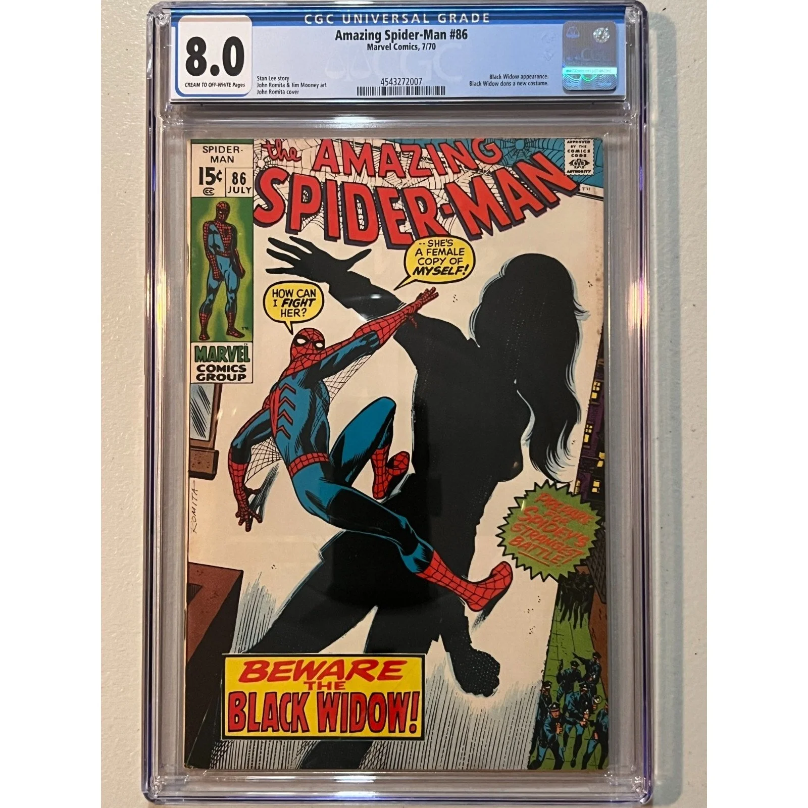 Marvel Comics Amazing Spider-Man #86 CGC 8.0 (1970) Black Widow Appearance!