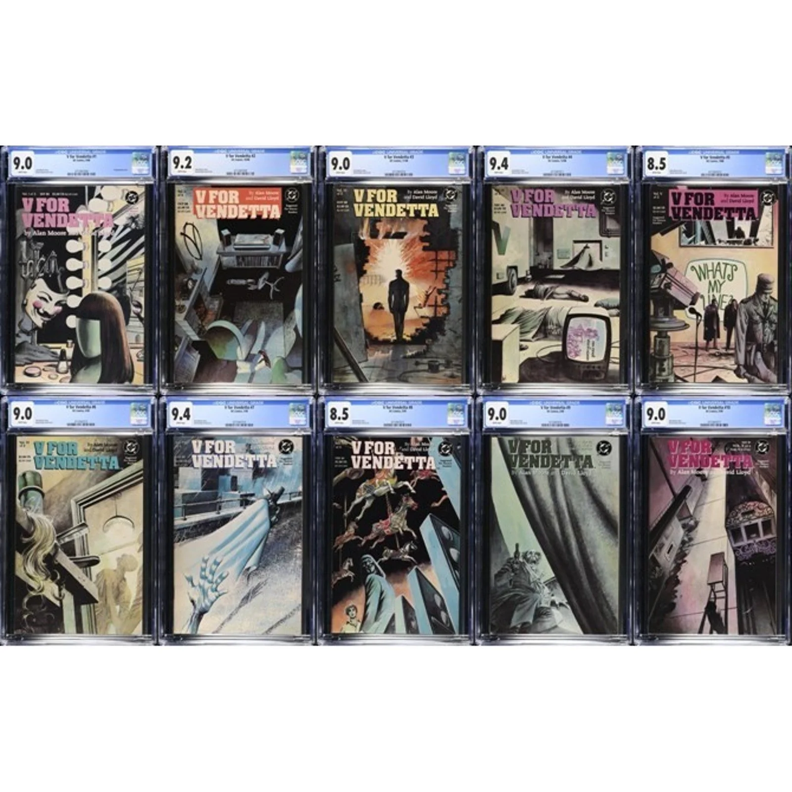 D.C. Comics V for Vendetta 1-10 CGC 8.5-9.4 (1988-89) Complete set!