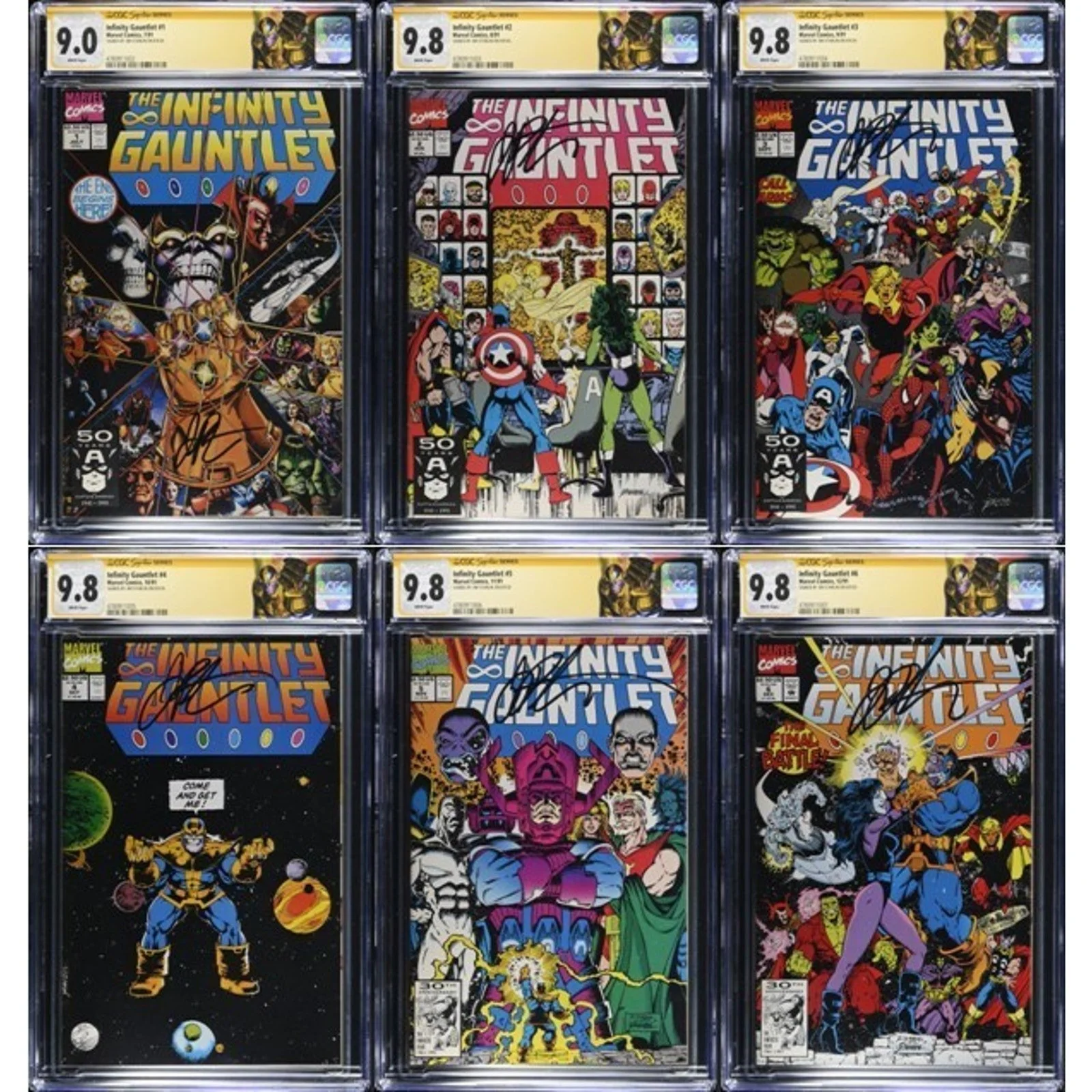 Marvel Comics Infinity Gauntlet #1-6 CGC 9.0/9.8 (1991) SS by Jim Starlin!