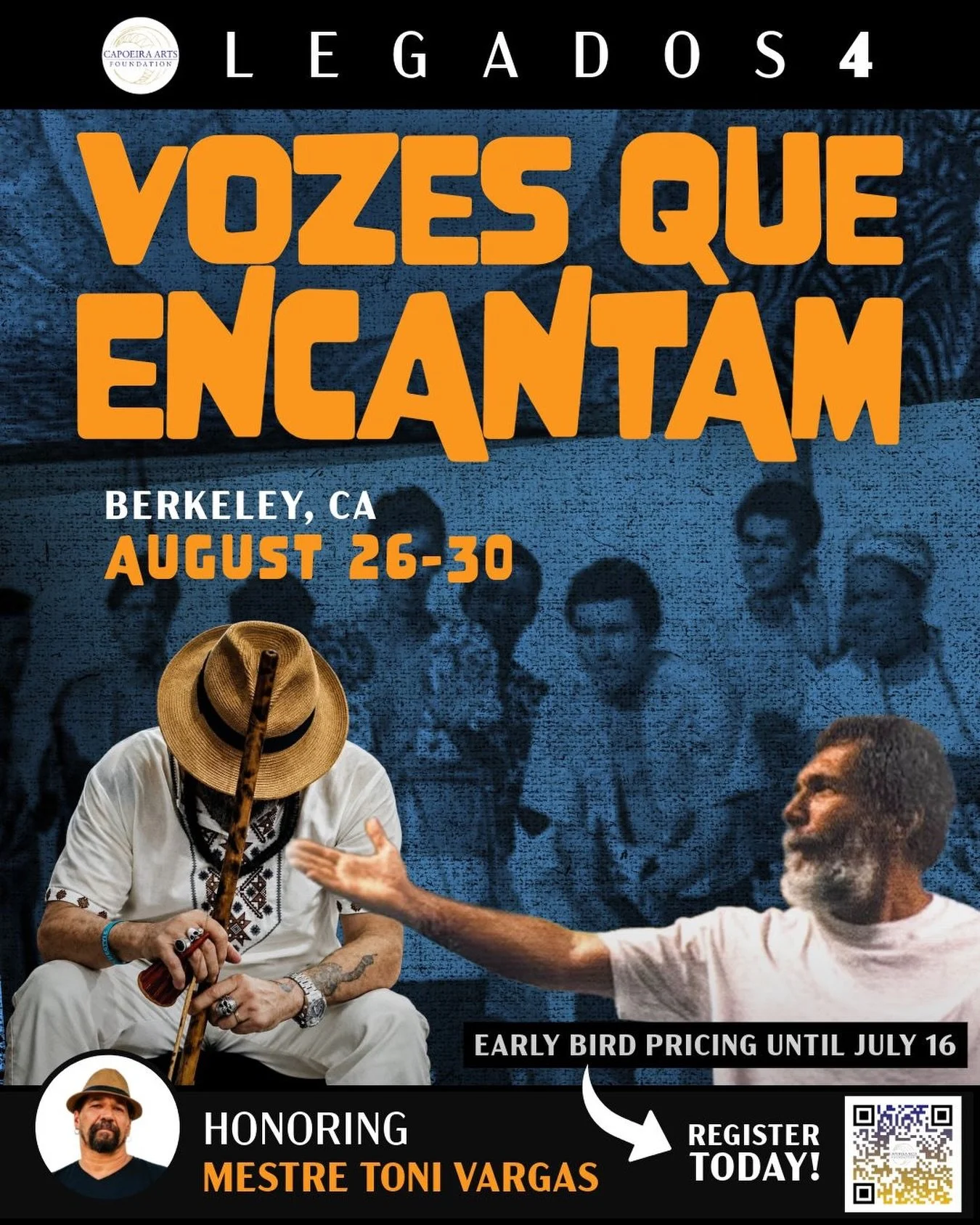 The wait is over! Registration for LEGADOS 4 is now live. Join us for an unforgettable experience filled with Capoeira, culture, music, connection, and growth alongside amazing mestres and participants from around the world.

Registration link in bio