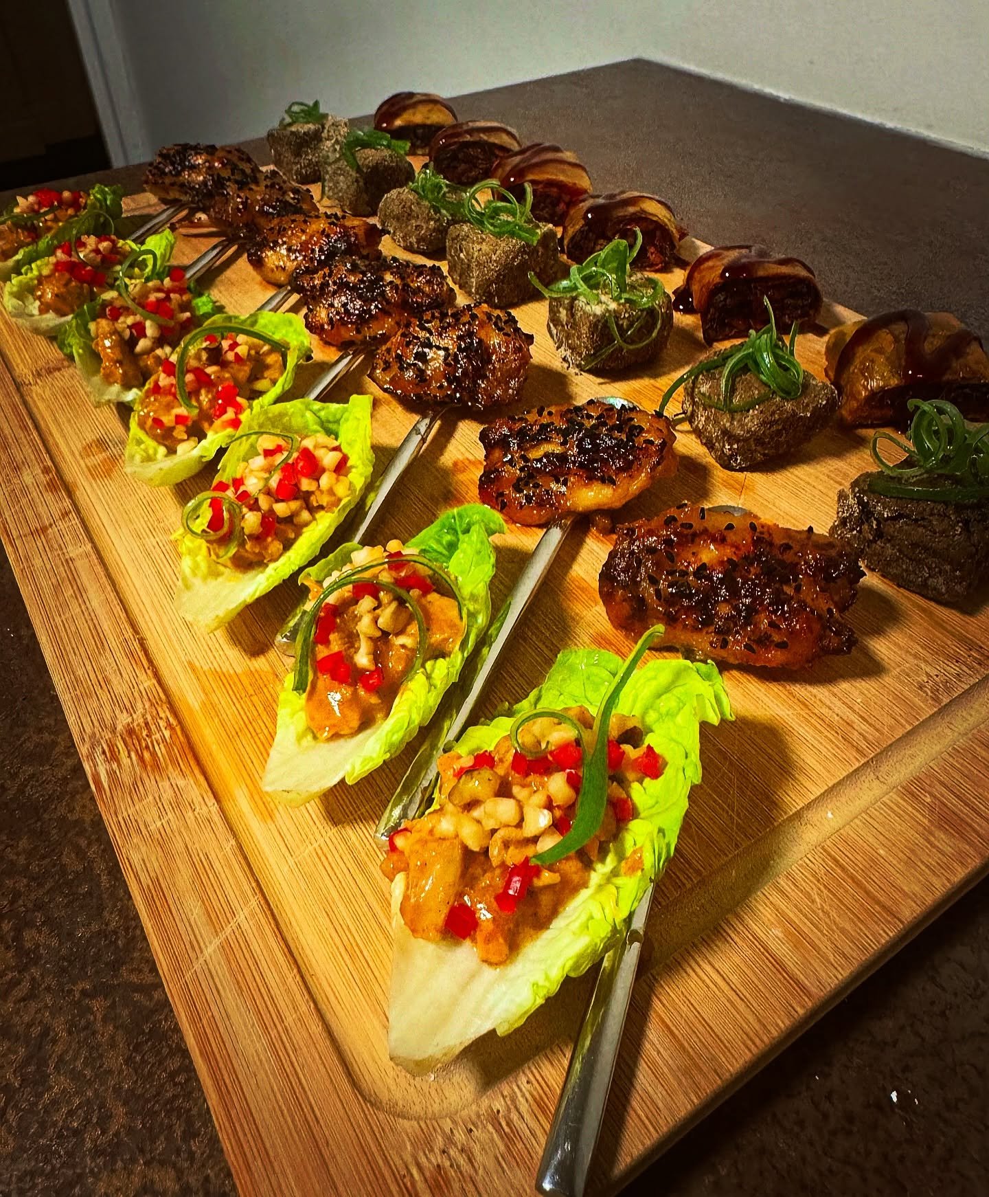Chinese Style Canap&eacute;s for 7 last night #privatechef #privatedining #chefsofinstagram #chefslife #canap&egrave;s