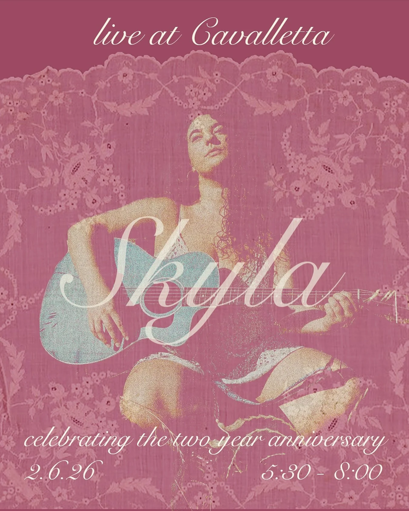 Hey guys! I&rsquo;m so excited to be playing for the two year anniversary of Cavalletta. Make your dinner reservations now to secure a spot! See you next Friday ✨