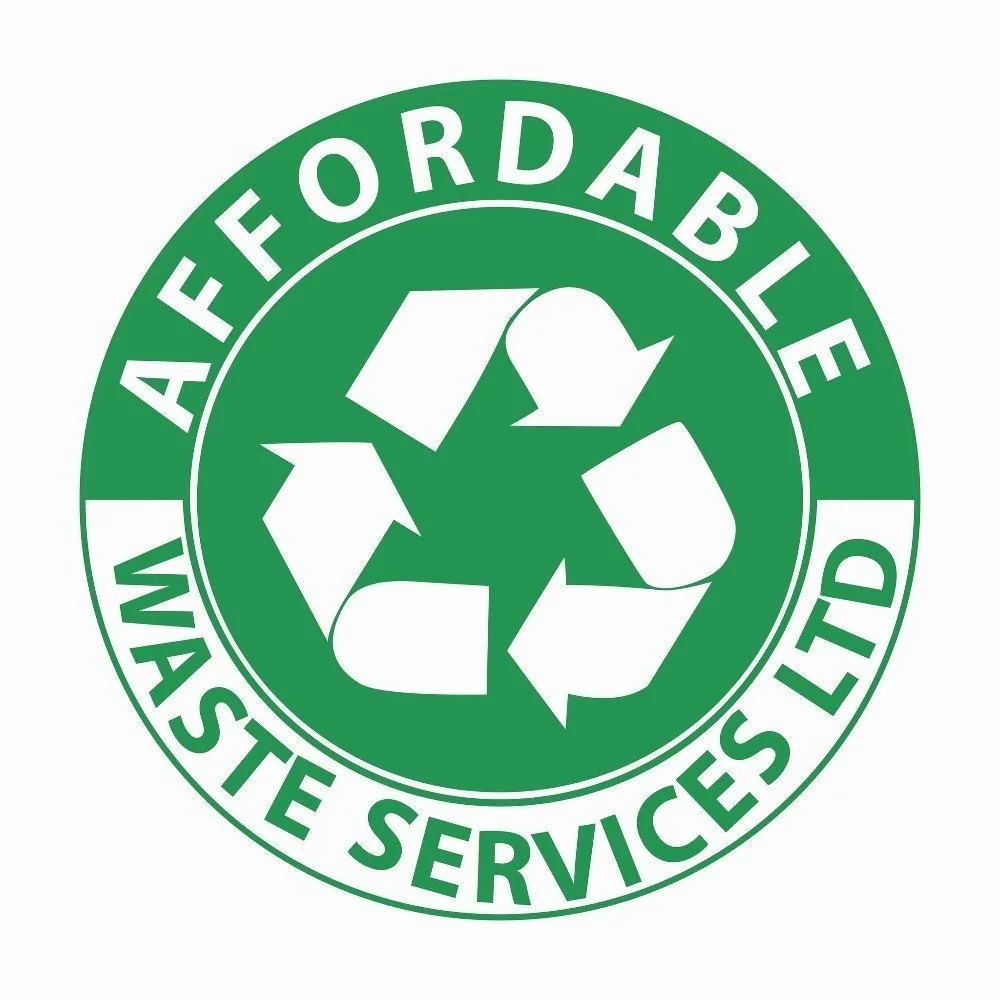 Recycling logo with the words "AFFORDABLE WASTE SERVICES LTD" encircling a recycling symbol.