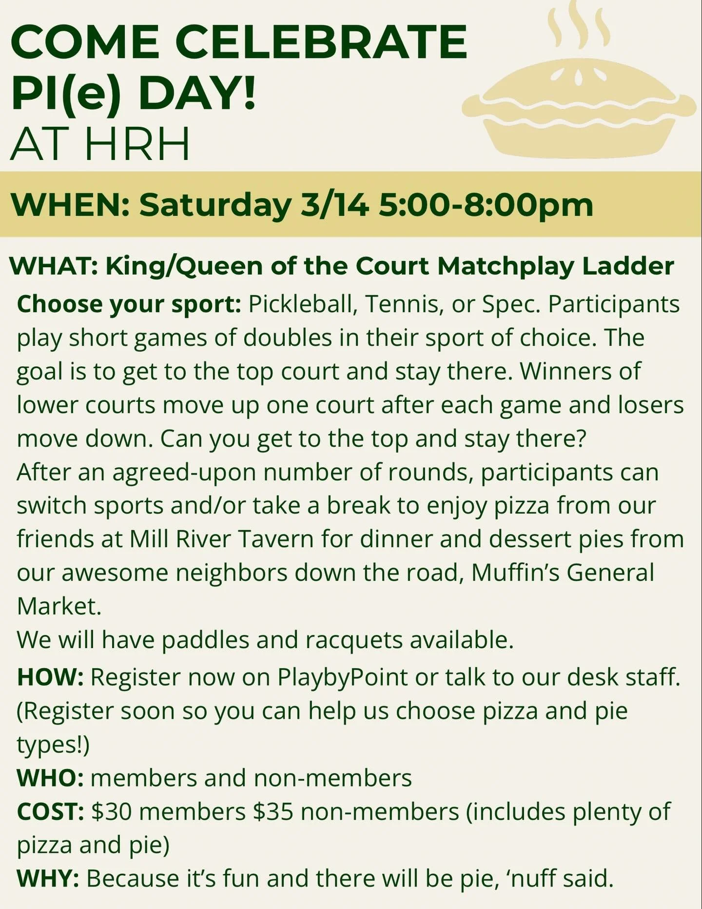 🥧🎾Register now for this Saturday! Link 🔗 in bio!

#hatfieldrallyhouse #tennis #pickleball #westernmass