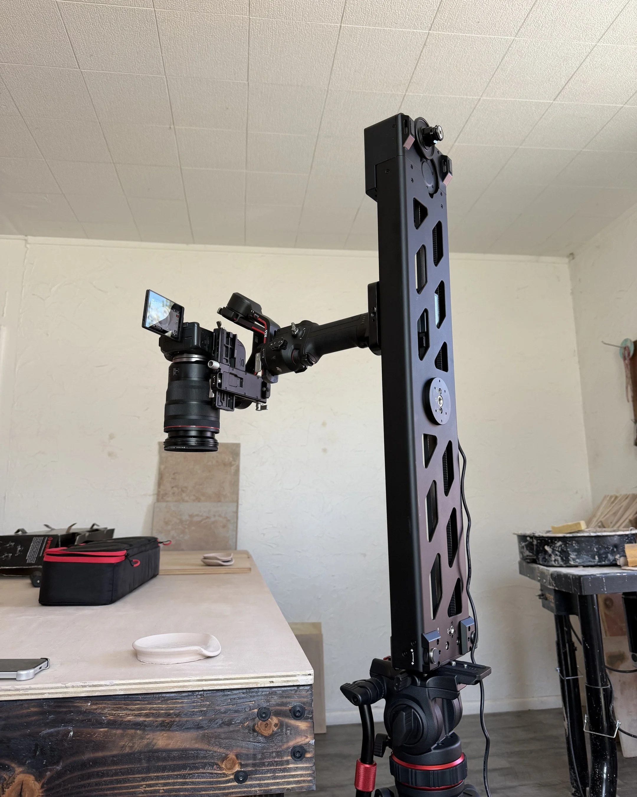 This is what a commercial shoot looks like from my side of the camera.

A jib, a gimbal, and plenty of adjusting before I ever press record. It&rsquo;s a lot of gear for a few seconds on screen, but it&rsquo;s what gives a video that smooth, polished