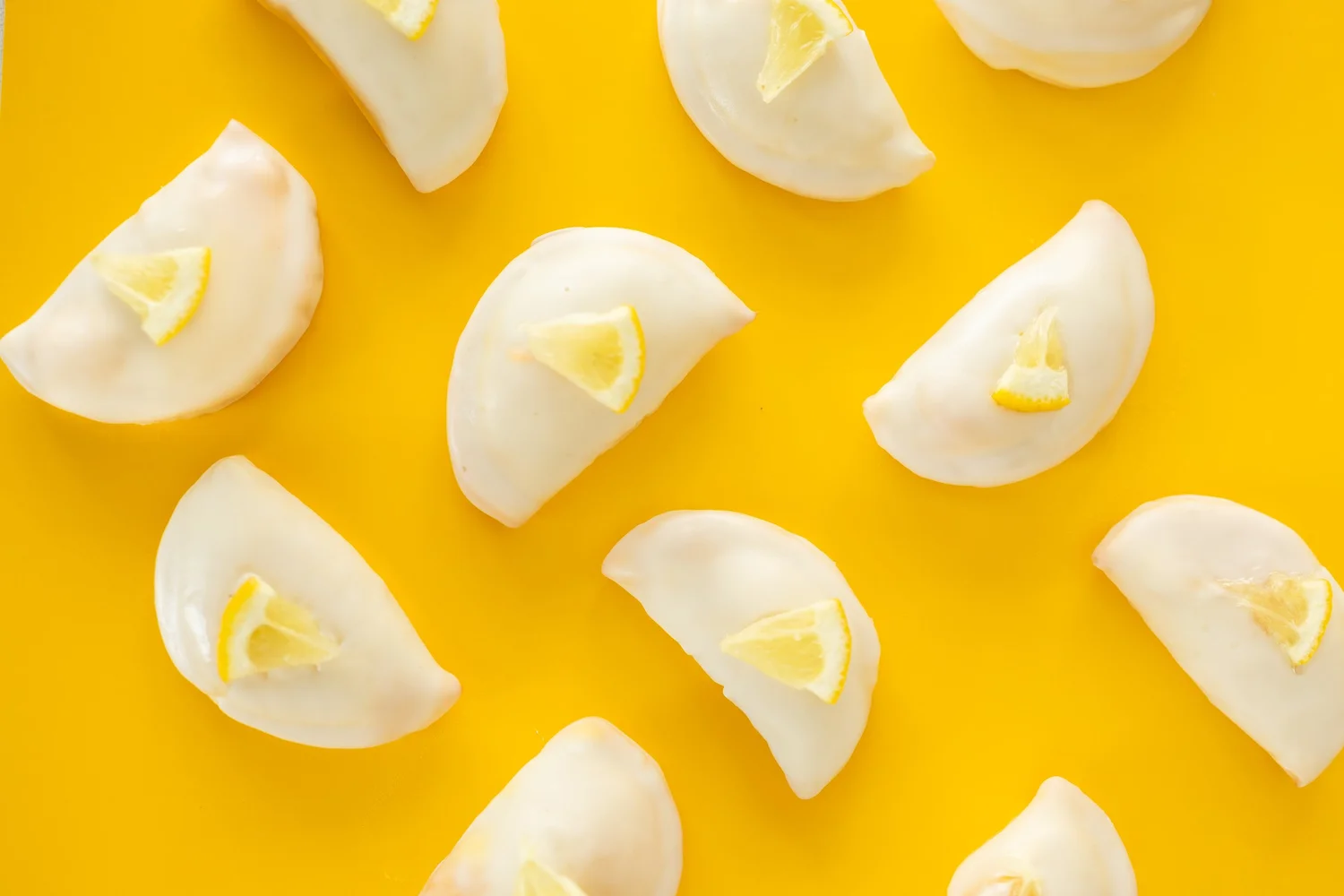Lemon cookies on a yellow background