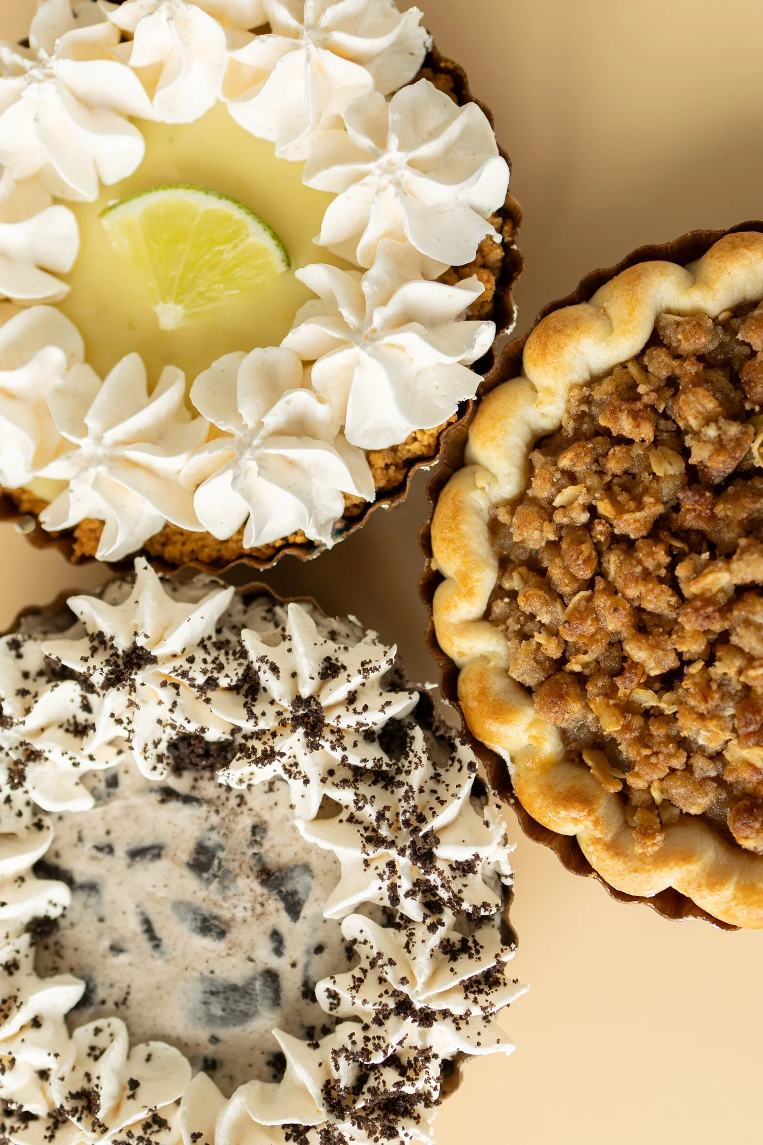 Crust Club pies photographed from above