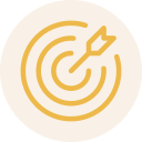 Icon of a target with an arrow hitting the bullseye.
