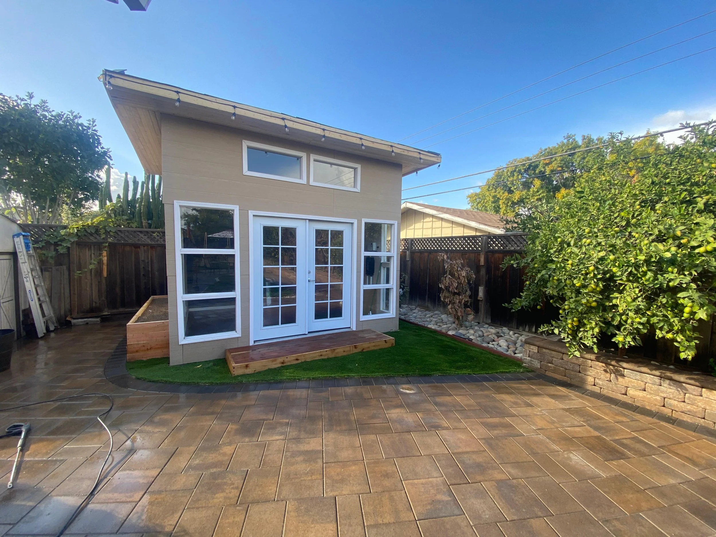 Backyard Entertainment Shed + Paver Patio