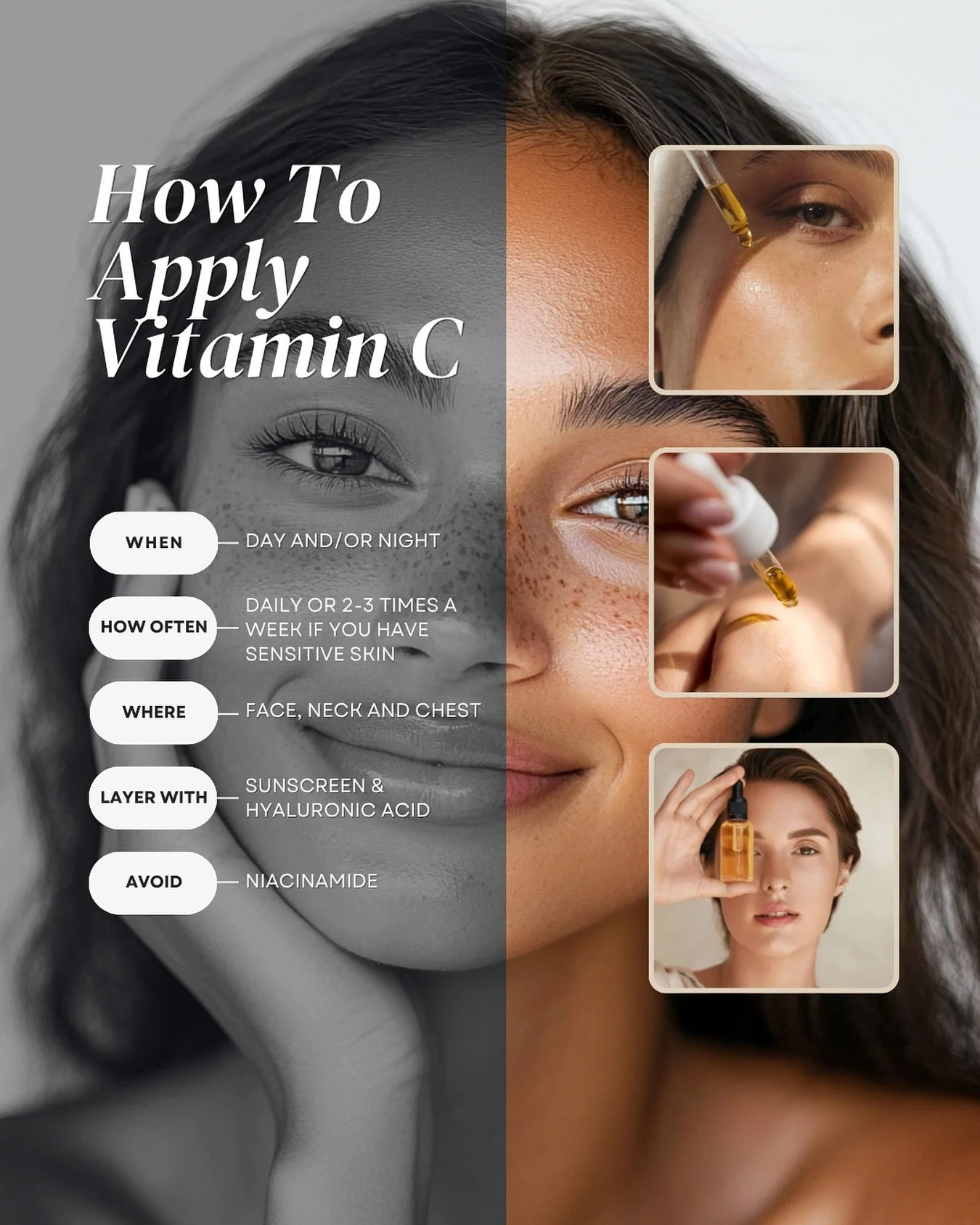 Add Vitamic C to your skincare routine for a daily dose of radiance. Vitamin C brightens dull skin, fades dark spots, and protects against environmental stressors.
At Lifted Atelier, we incorporate medical-grade Vitamin C serums to help your skin rev