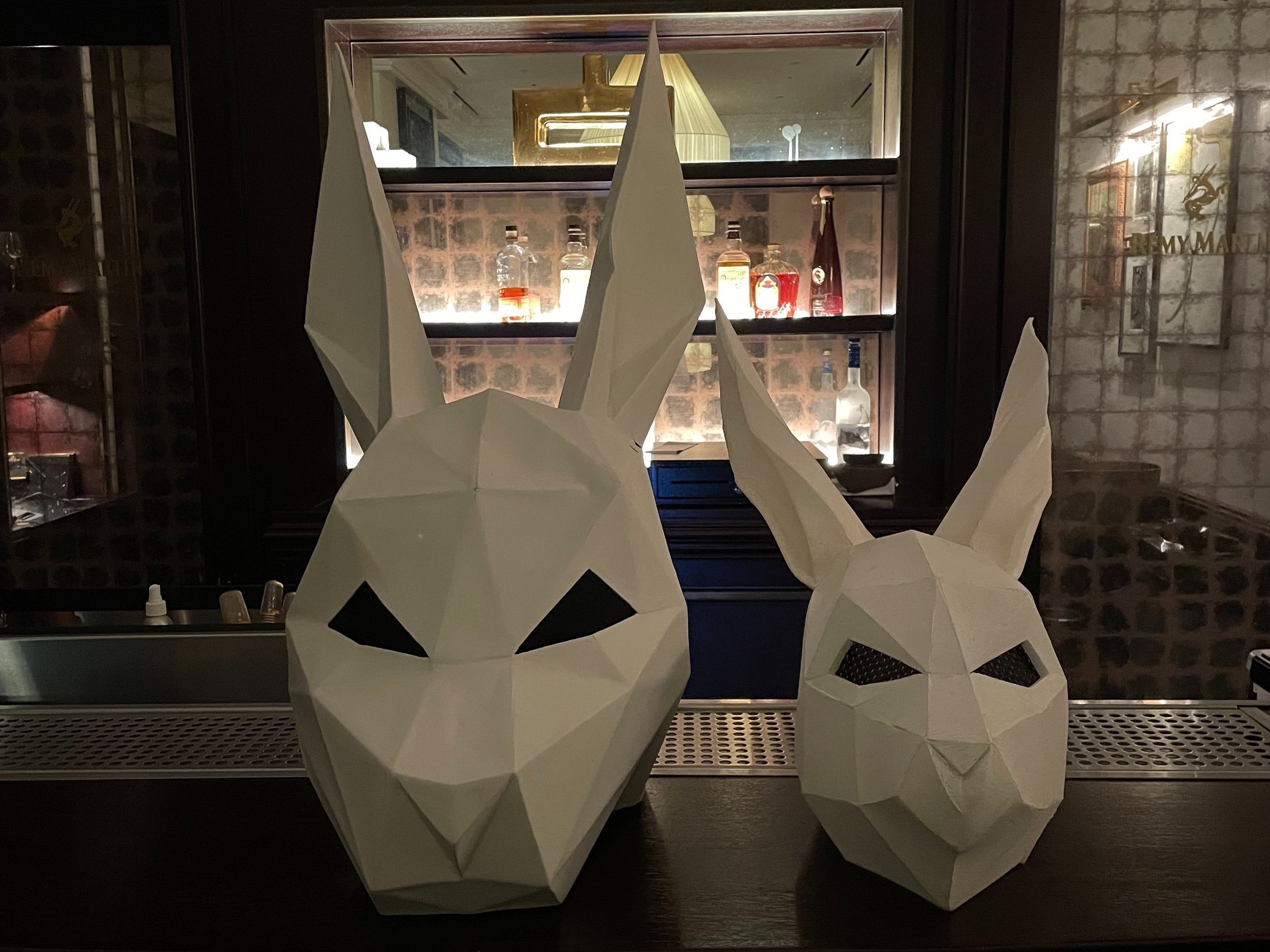 The giant mask next to the foam mask