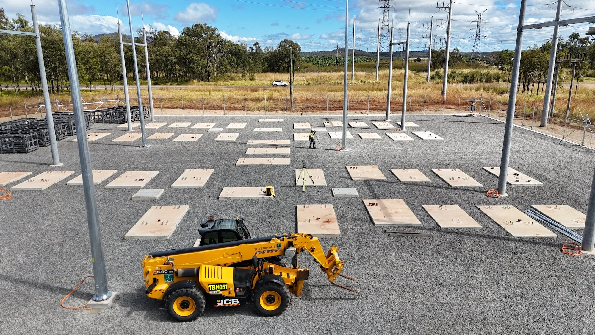 Completed hardstand and equipment foundations at the Turkinje West Substation civil works project