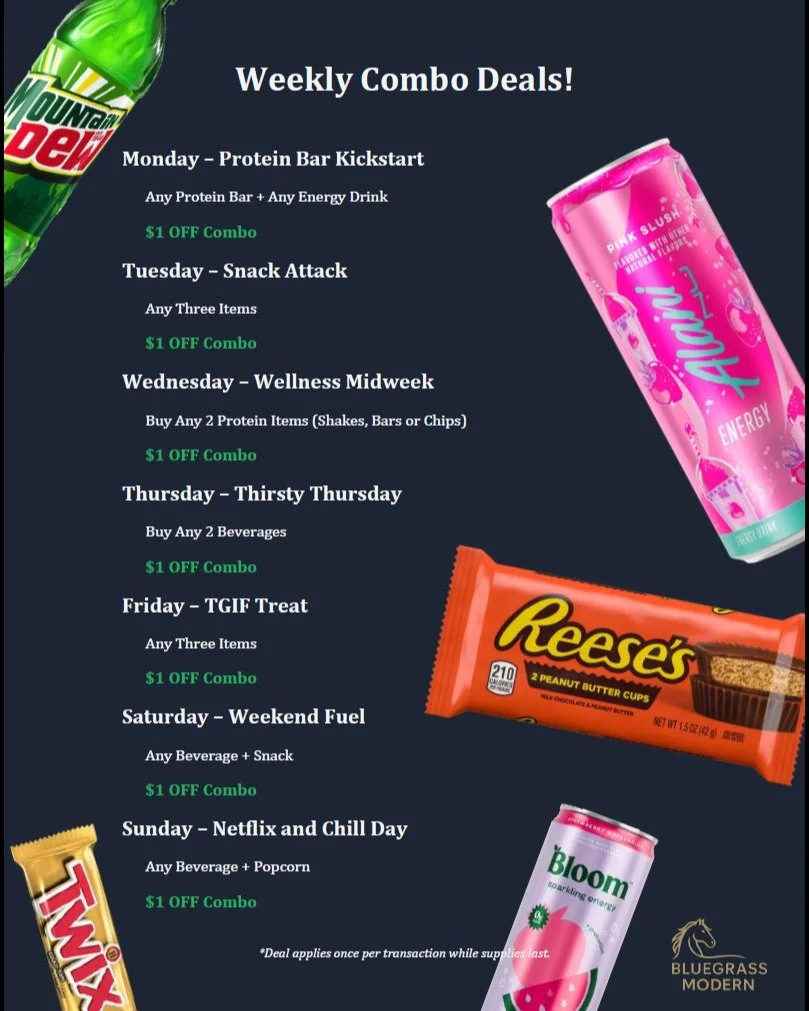 At Bluegrass Modern, our Weekly Specials are more than discounts, they&rsquo;re designed to make every Smart Store and Micro Market a better experience. 🌟

Why we offer them:
&bull; More engagement: Gives shoppers a fun reason to stop by every week.