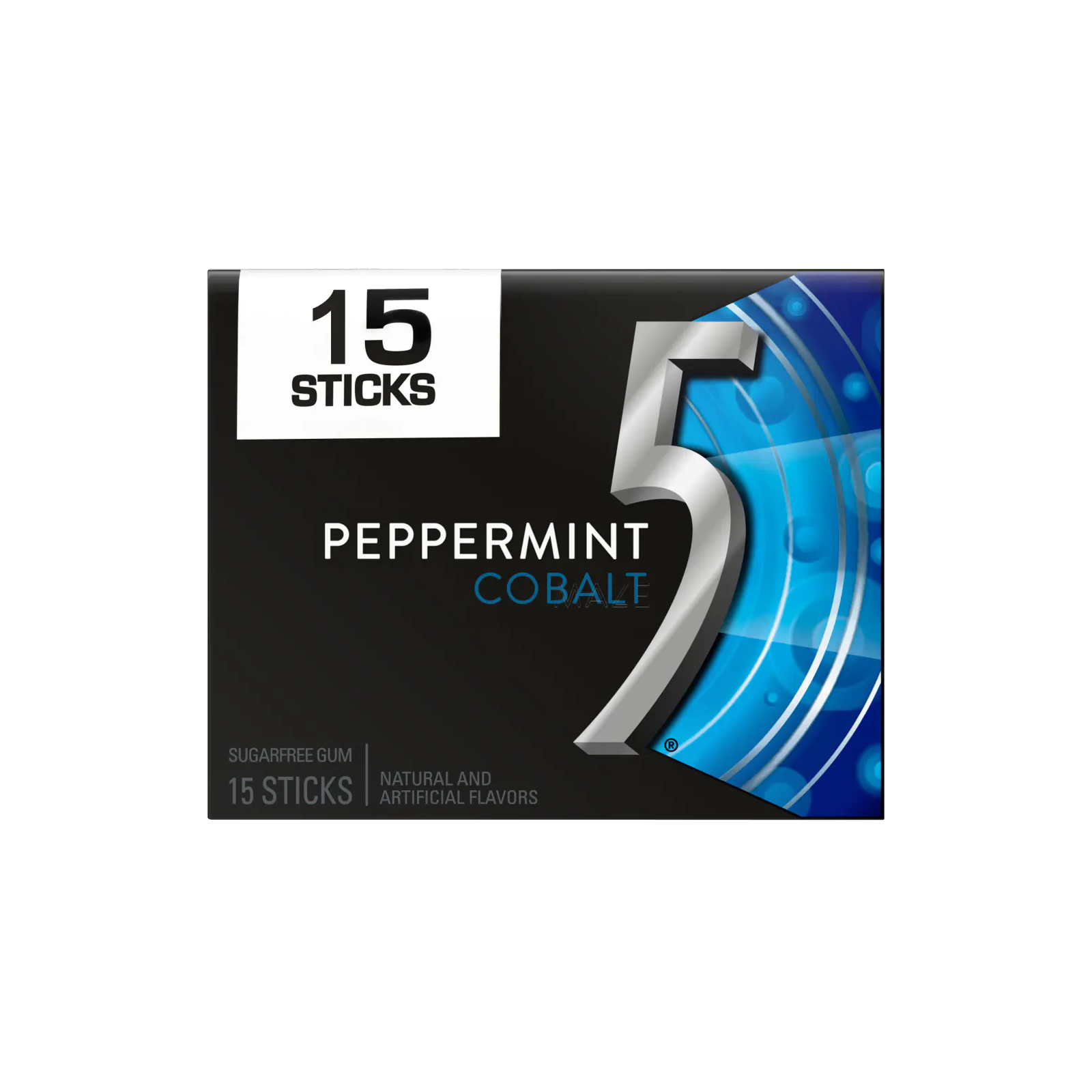 5 Gum Peppermint Cobalt Sugar Free Chewing Gum - 15 Stick Pack