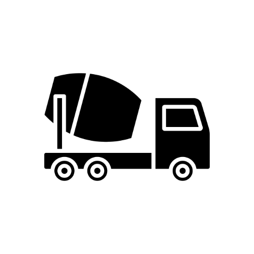Silhouette icon of a cement mixer truck.