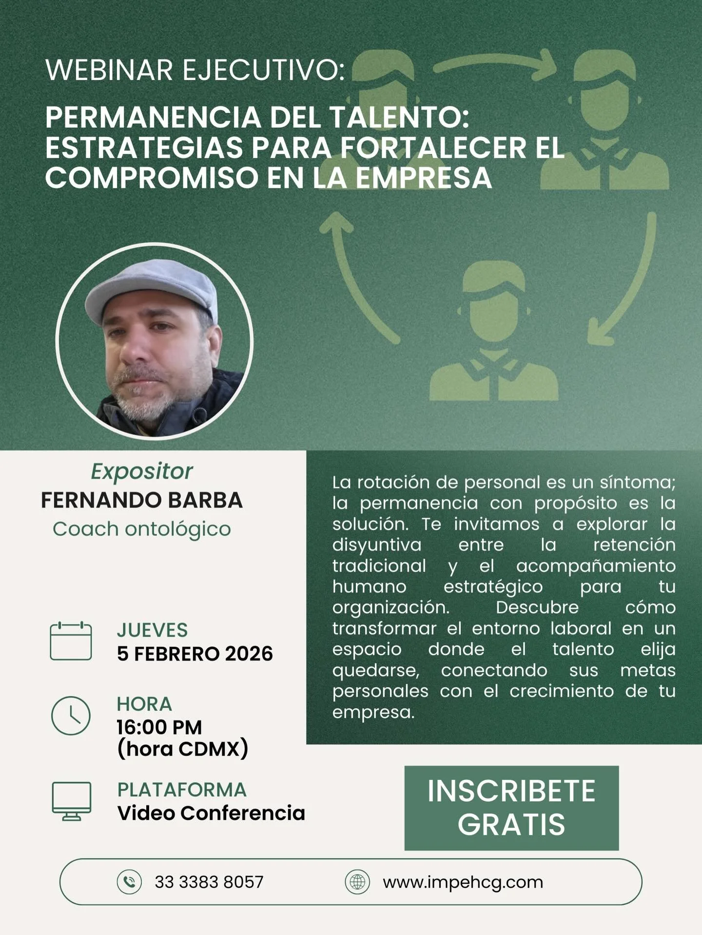 &iquest;Tu empresa retiene talento&hellip; o solo reemplaza personas? 🤔

Descubre c&oacute;mo transformar la rotaci&oacute;n en compromiso real en nuestro Webinar Ejecutivo: Permanencia del Talento.
Aprende estrategias humanas y estrat&eacute;gicas 